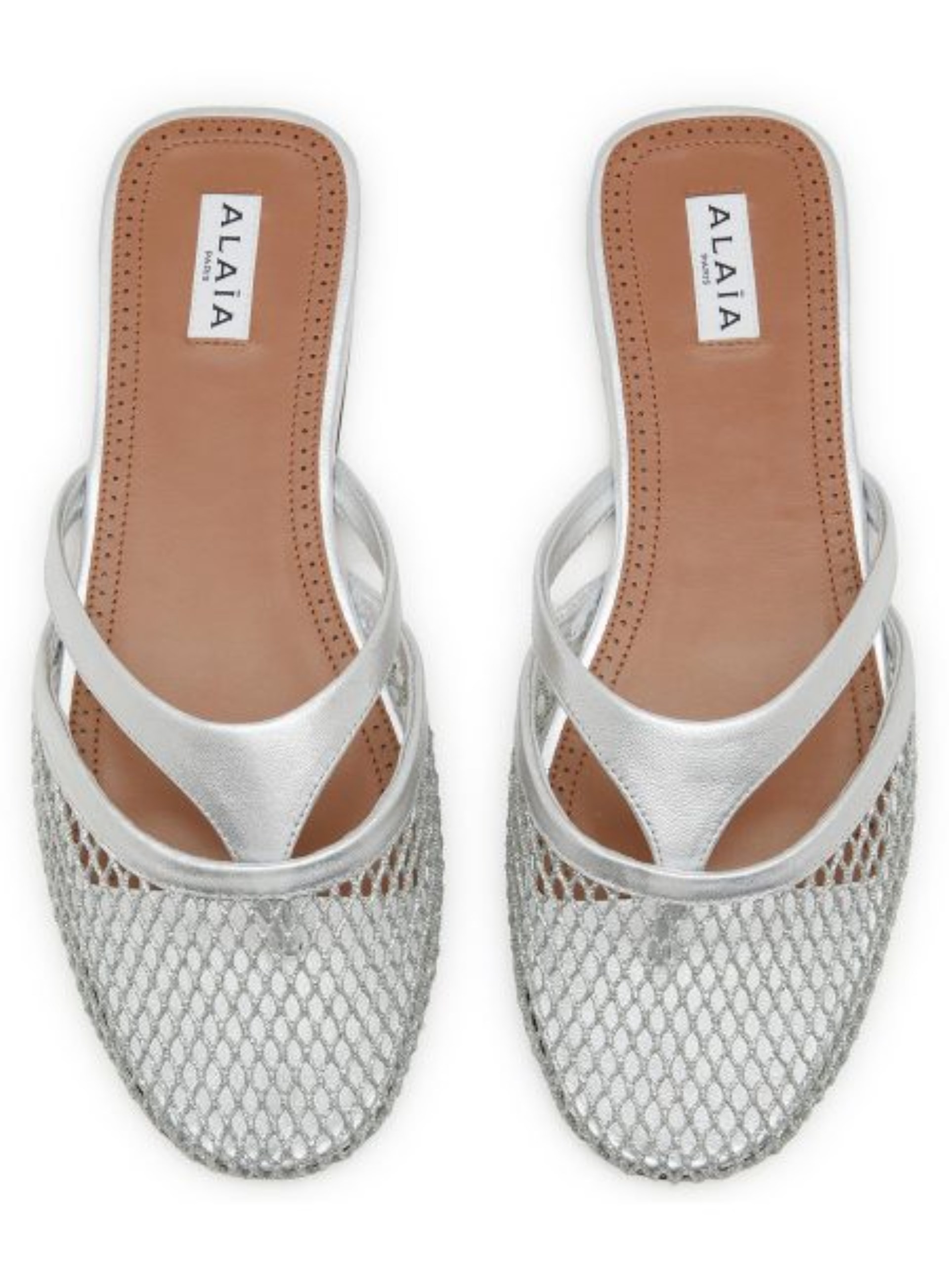 Silver mesh Alaia mules