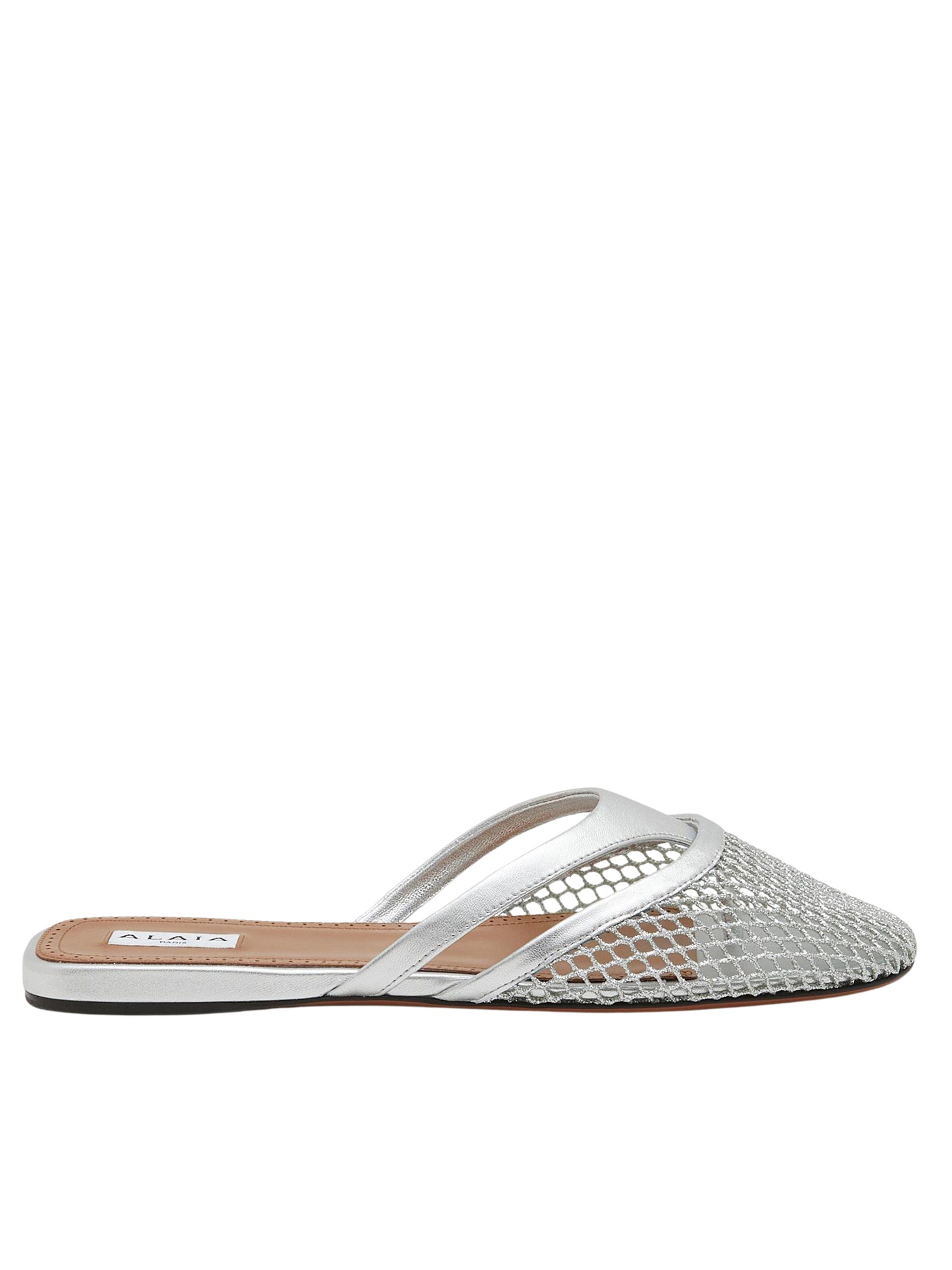 Silver mesh Alaia mules