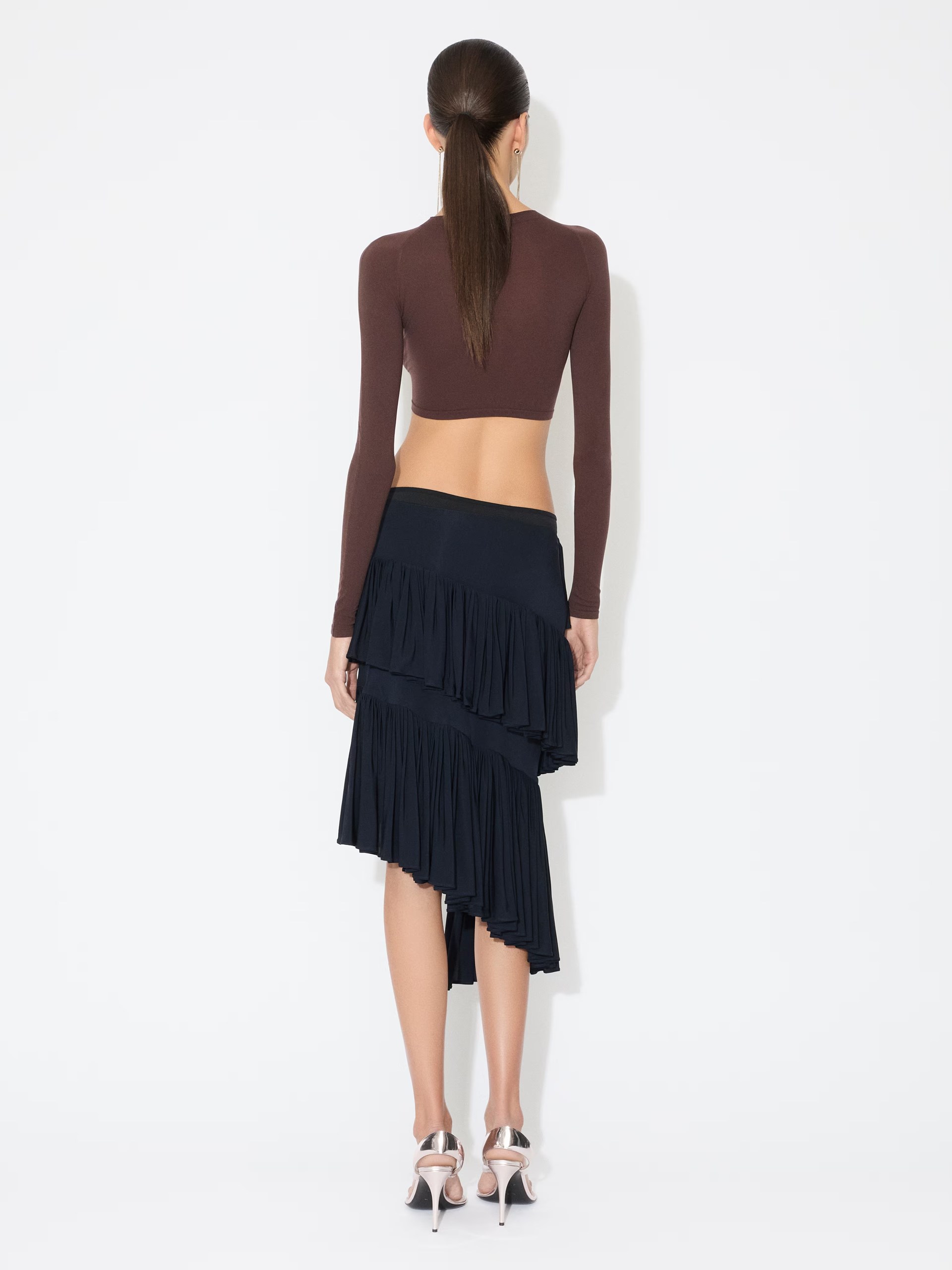 Alaia blue asymmetrical midi skirt