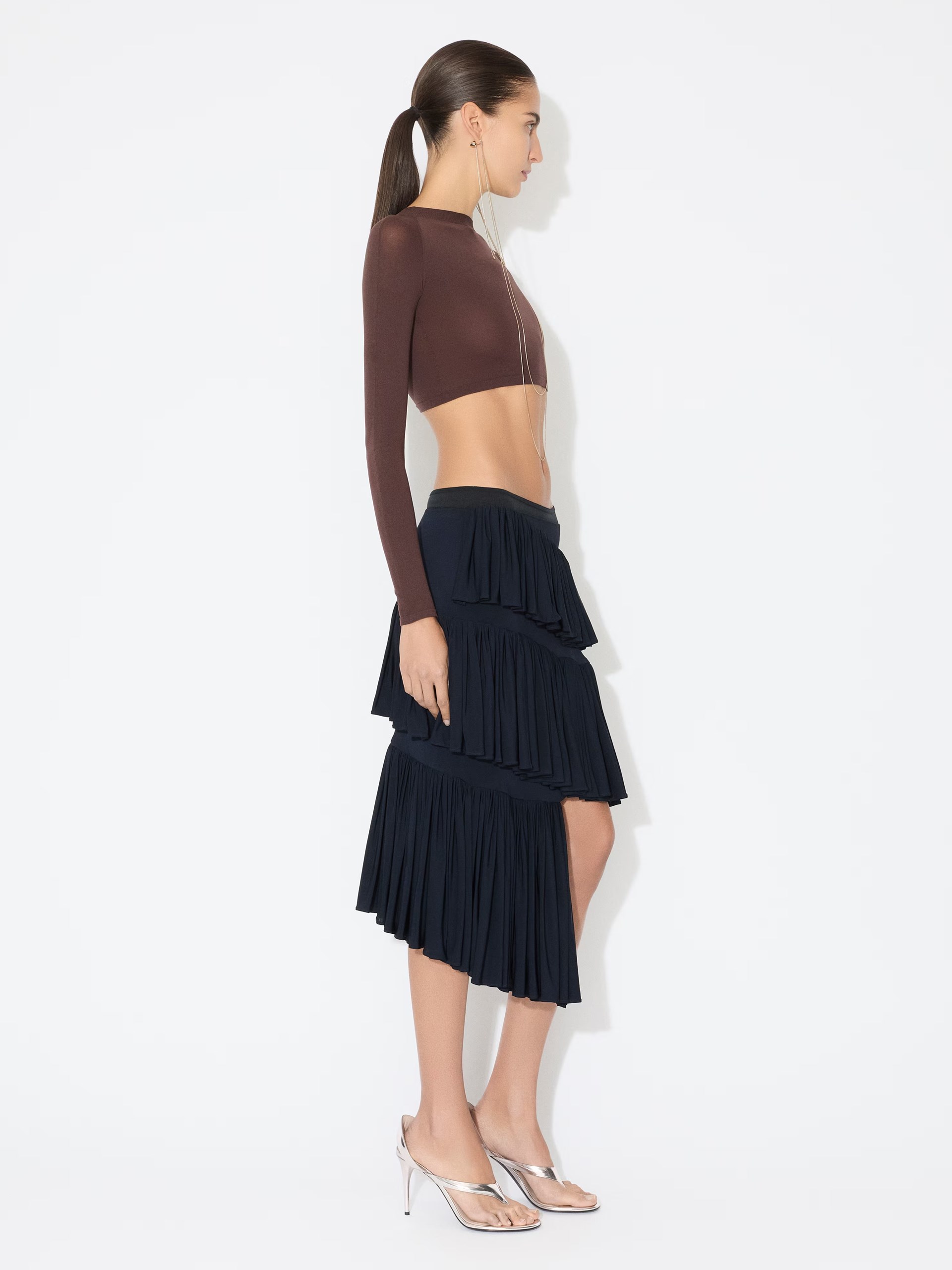 Alaia blue asymmetrical midi skirt
