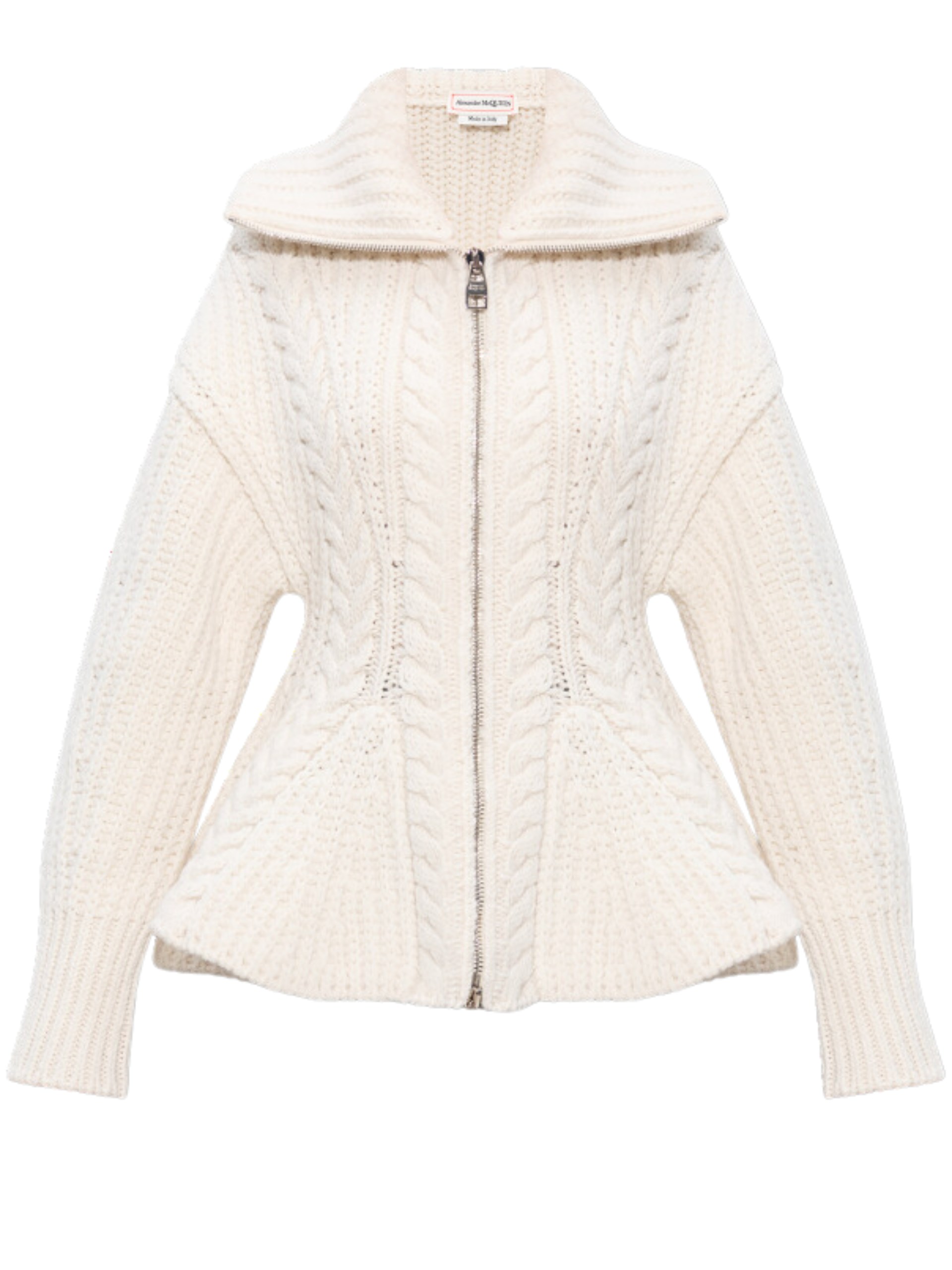 Alexander McQueen cream knit cardigan with basque