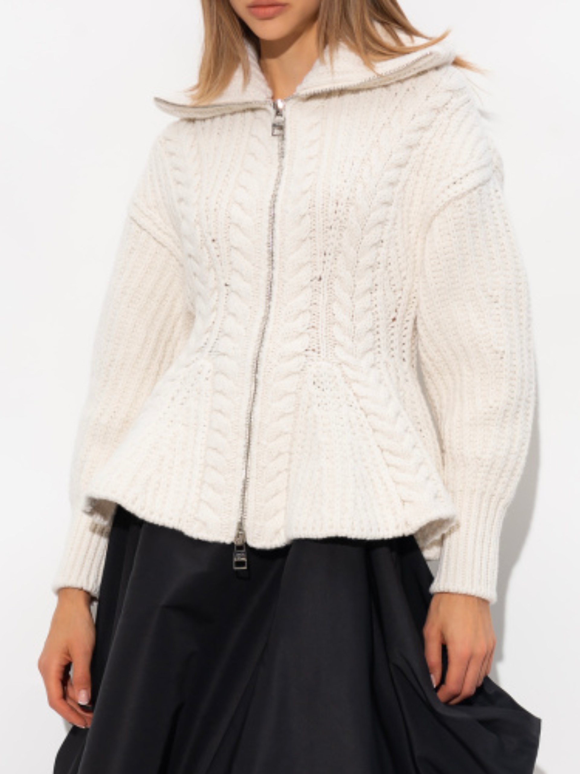 Alexander McQueen cream knit cardigan with basque