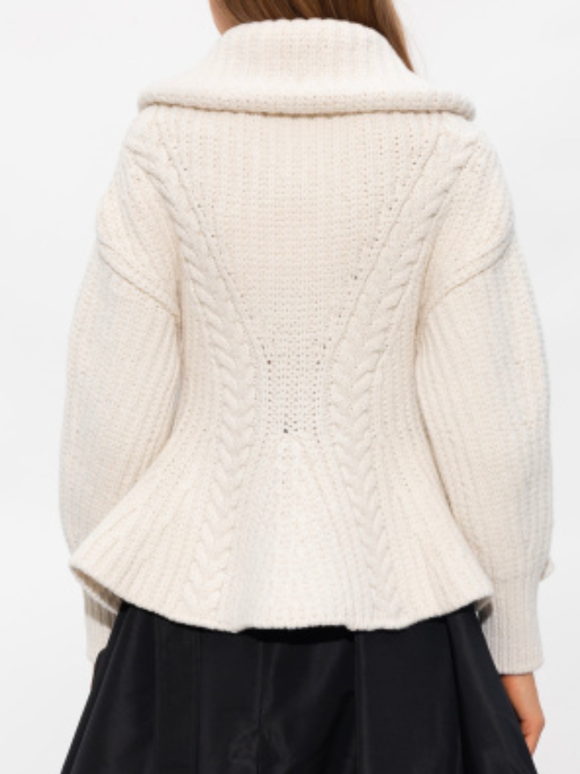 Alexander McQueen cream knit cardigan with basque