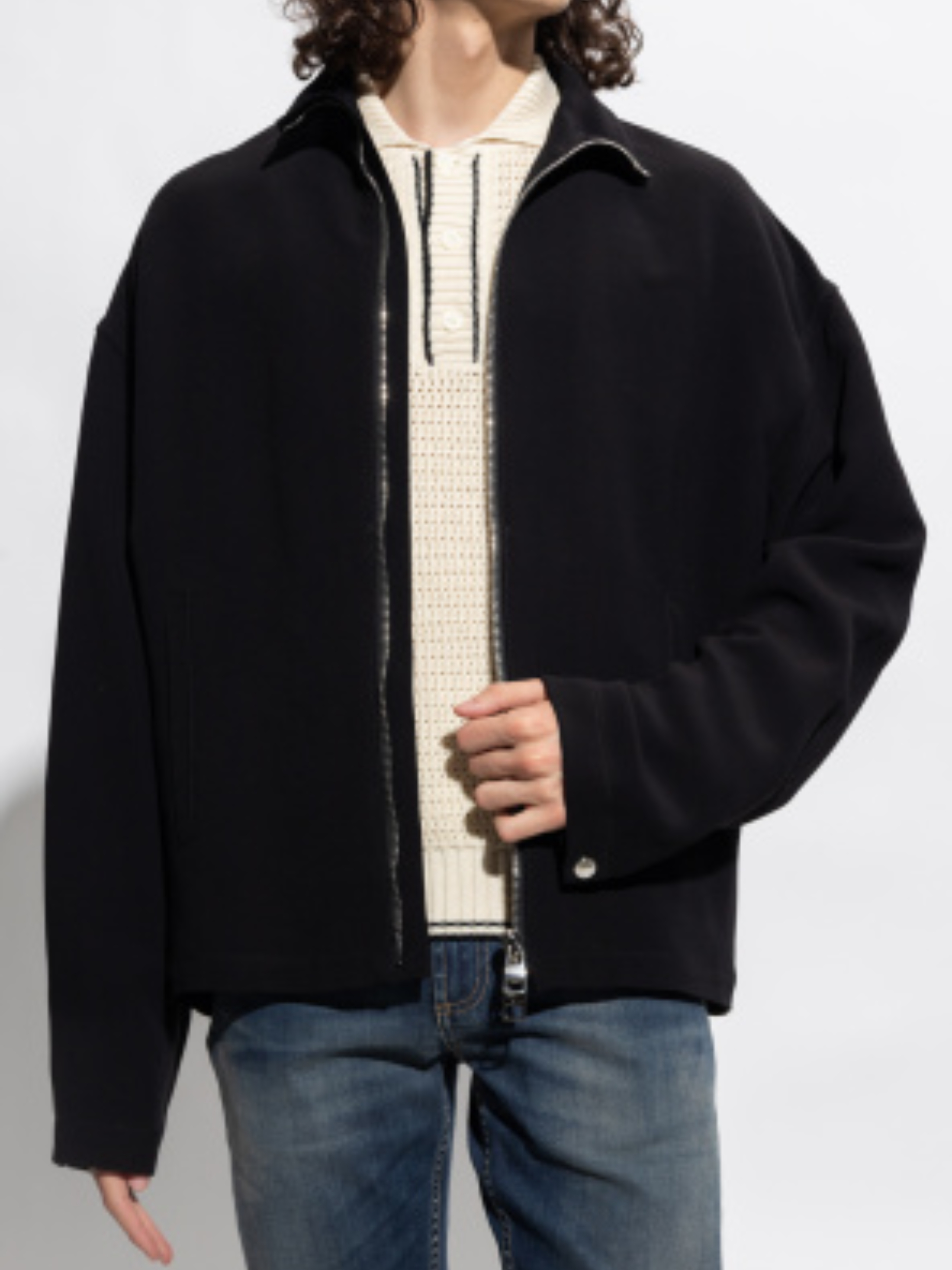 Alexander Mcqueen Black Stand Collar Jacket For Men