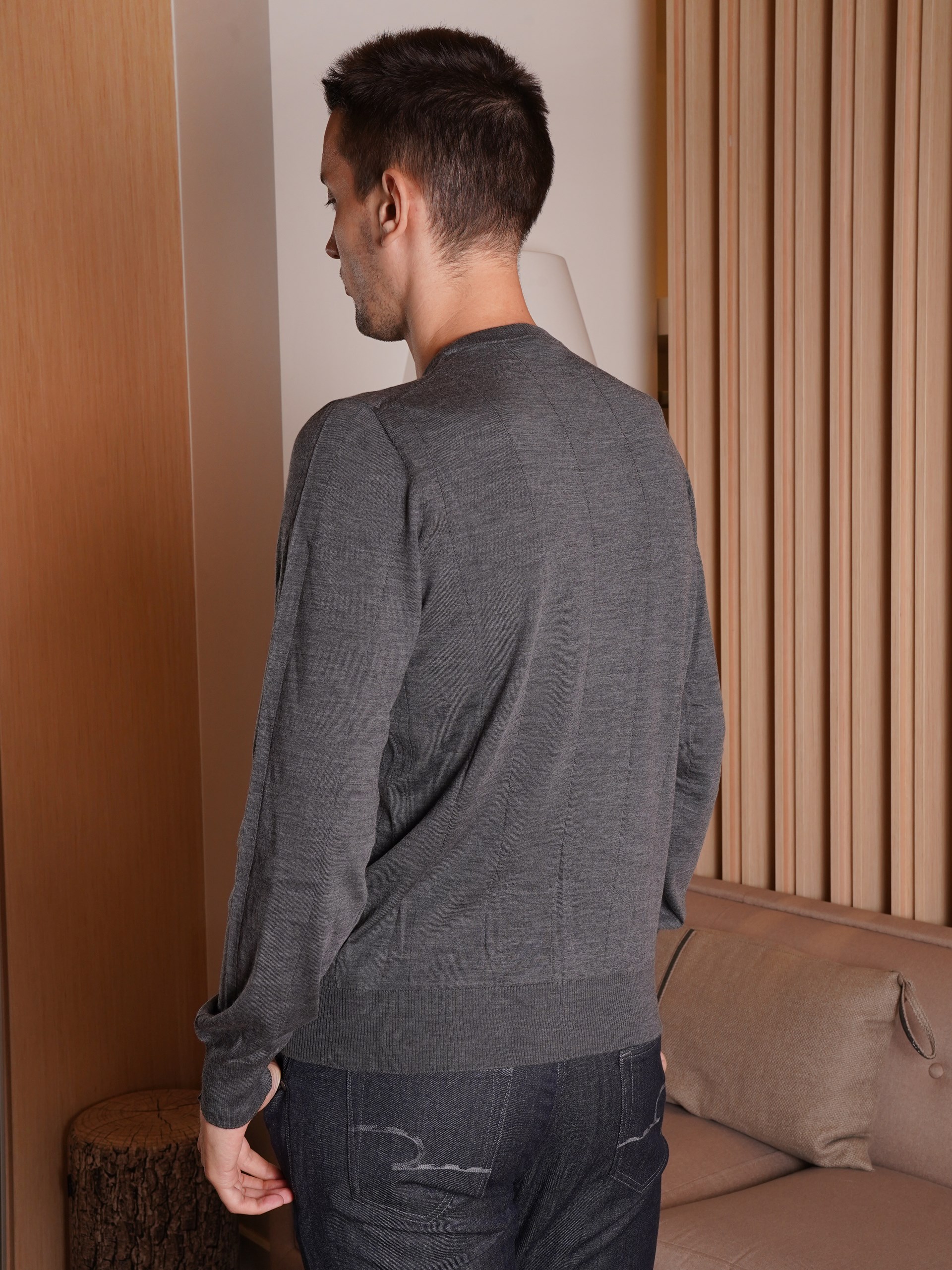 Cortigiani gray wool and cashmere sweater for men