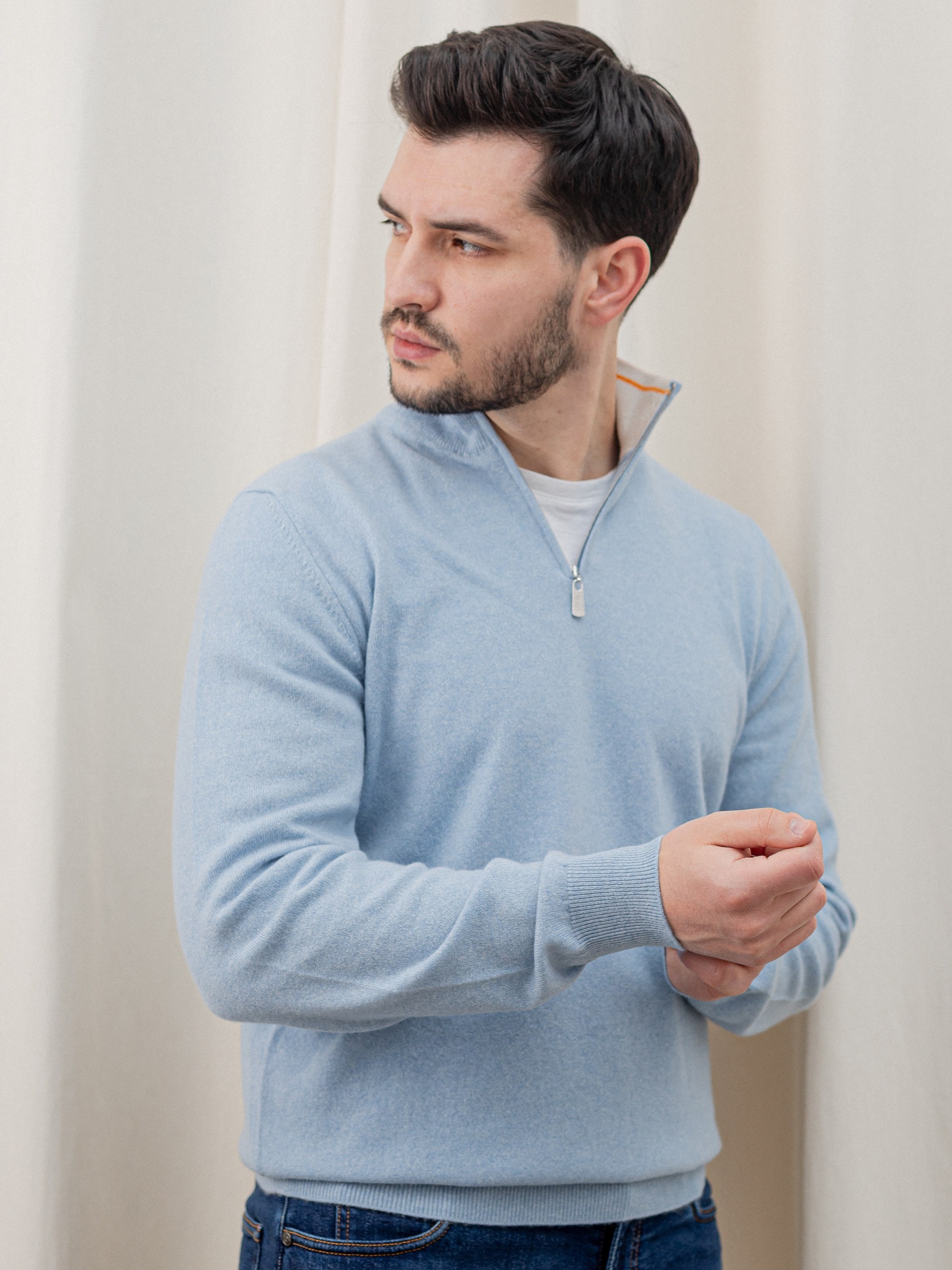 Fedeli Favonio men's light blue cashmere sweater