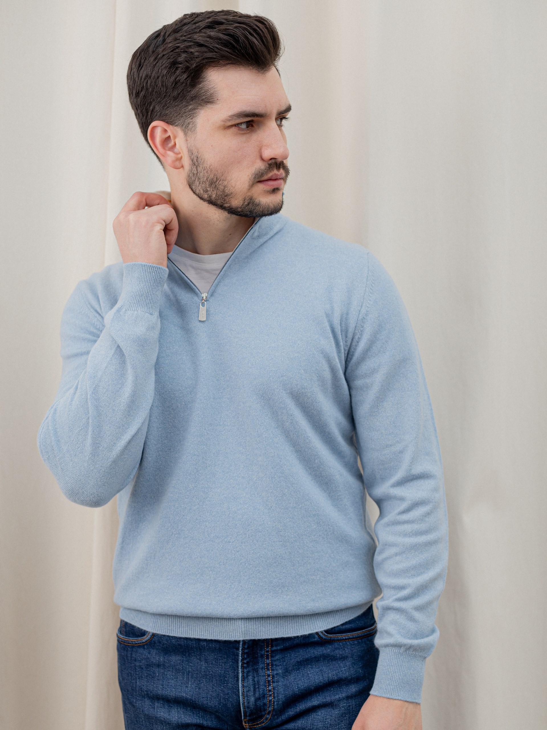 Fedeli Favonio men's light blue cashmere sweater