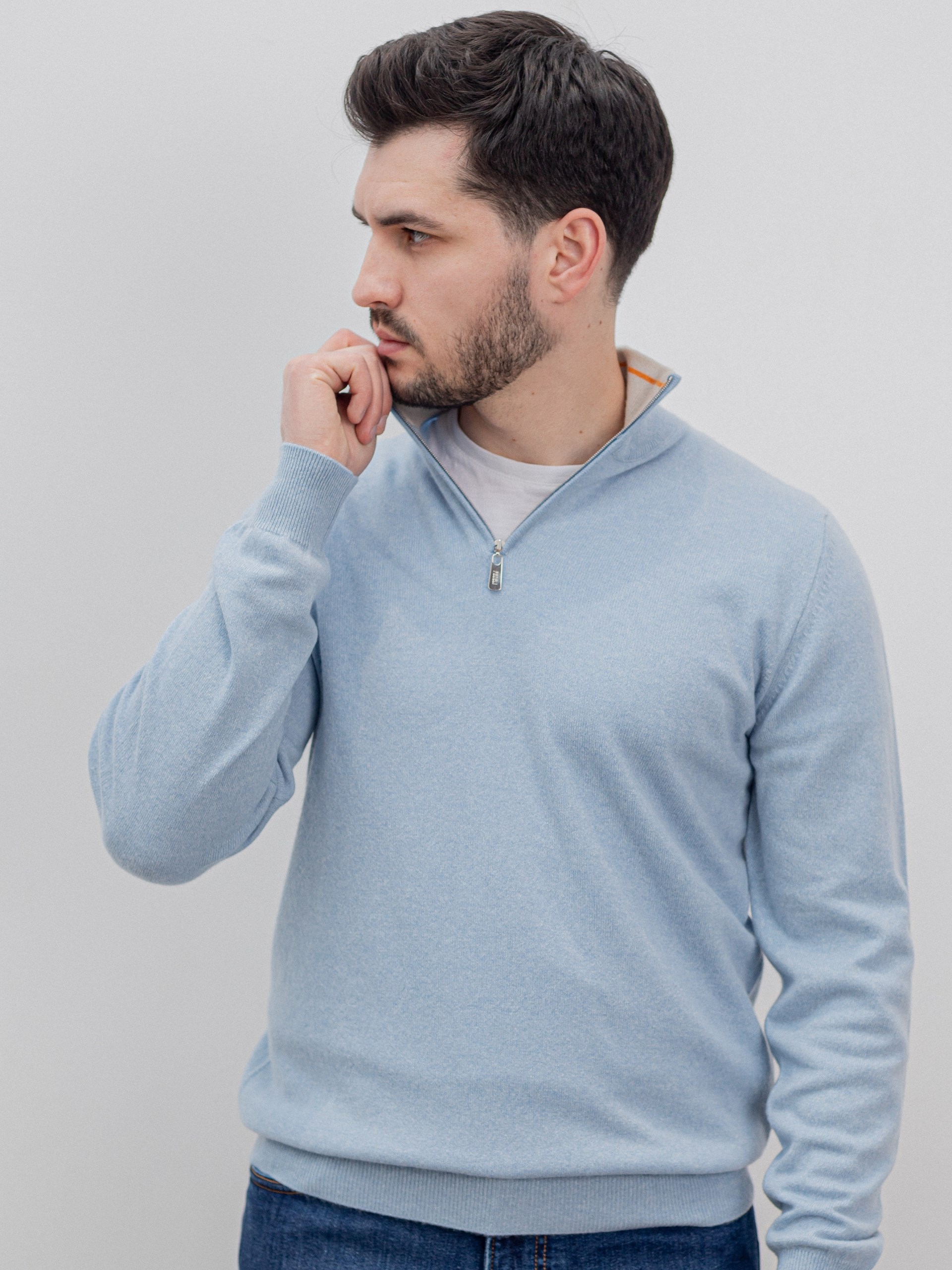 Fedeli Favonio men's light blue cashmere sweater