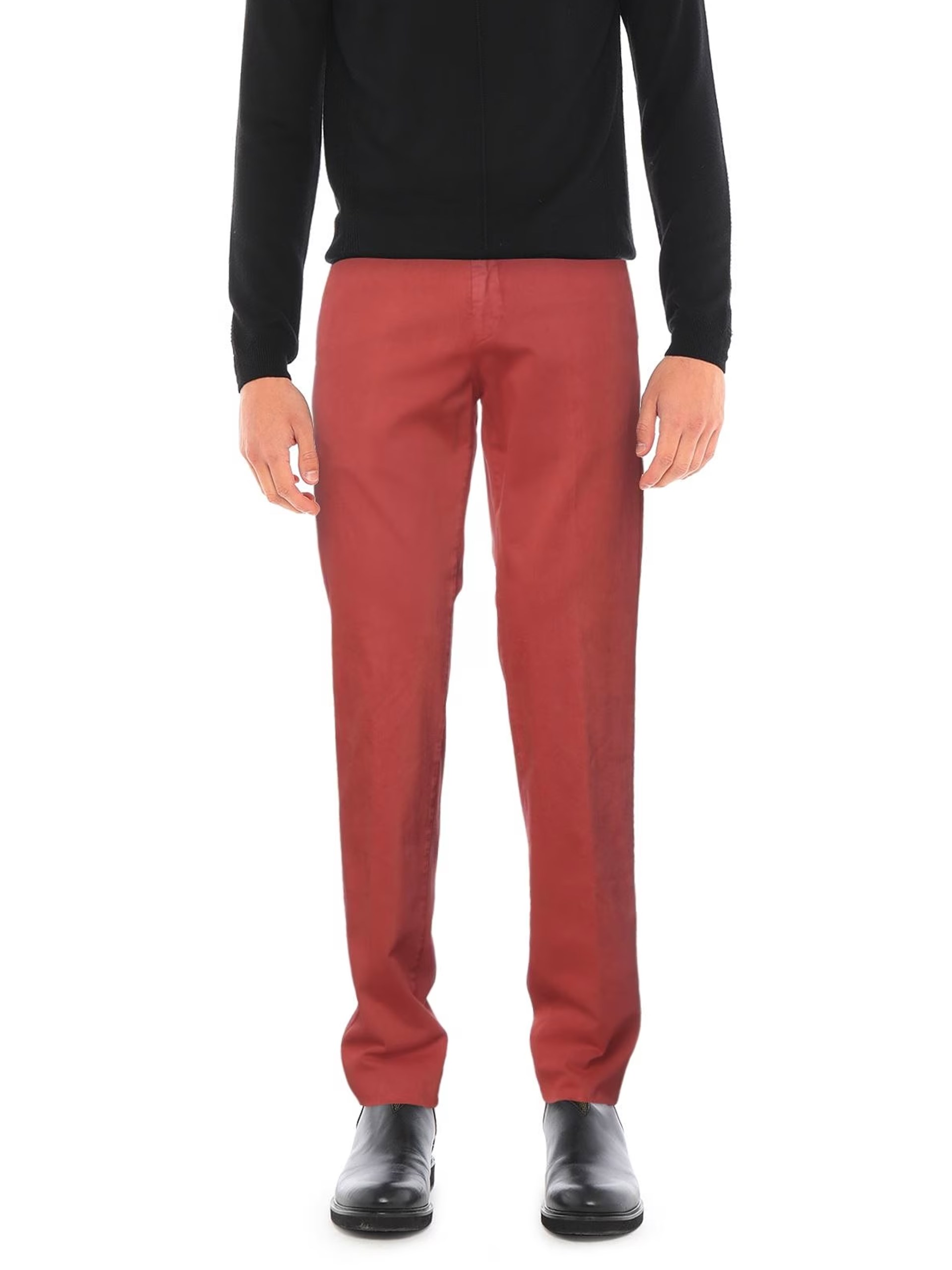 Fedeli Boston red cotton chinos for men