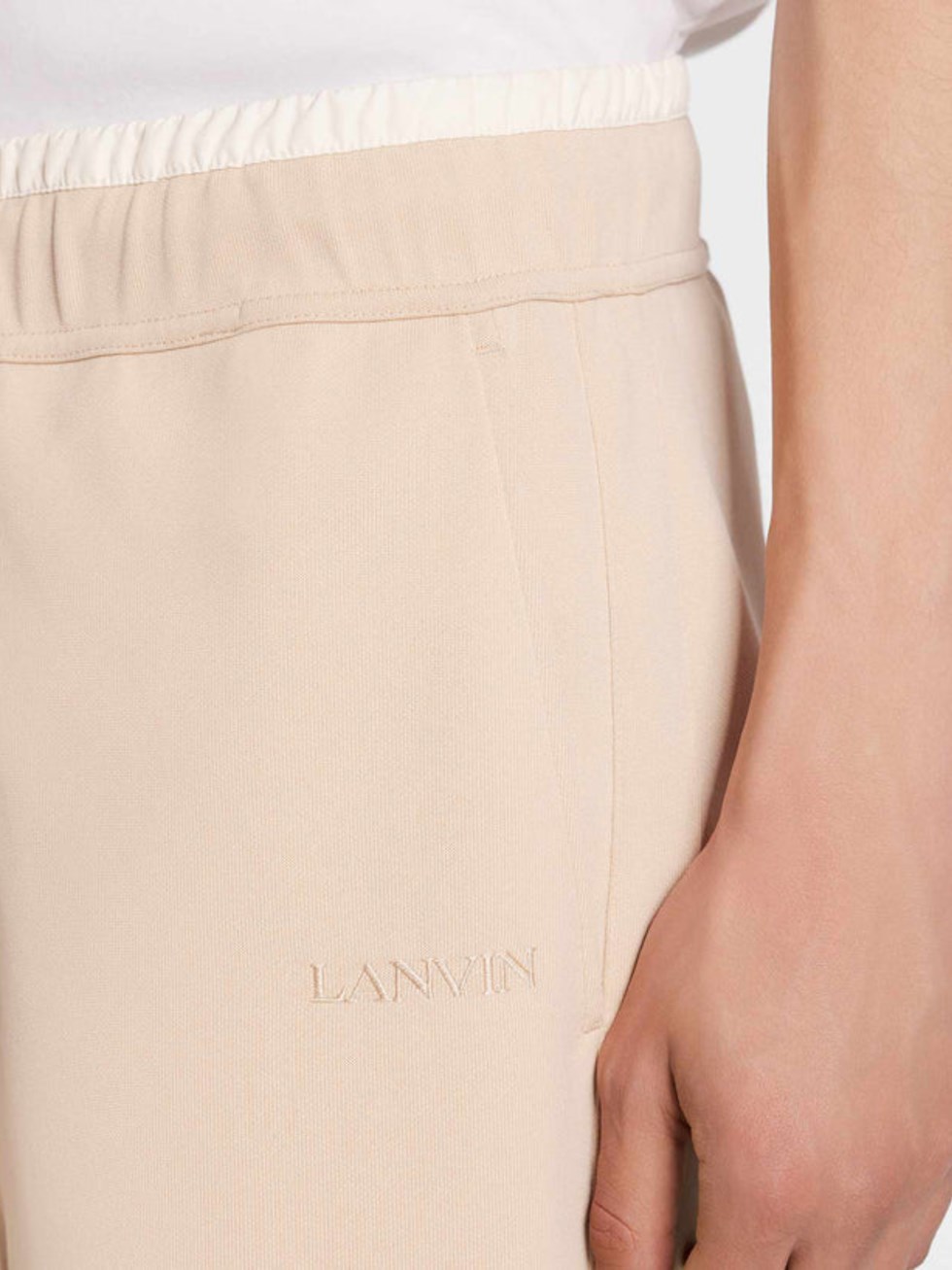 Lanvin men's sand sweatpants with matching logo