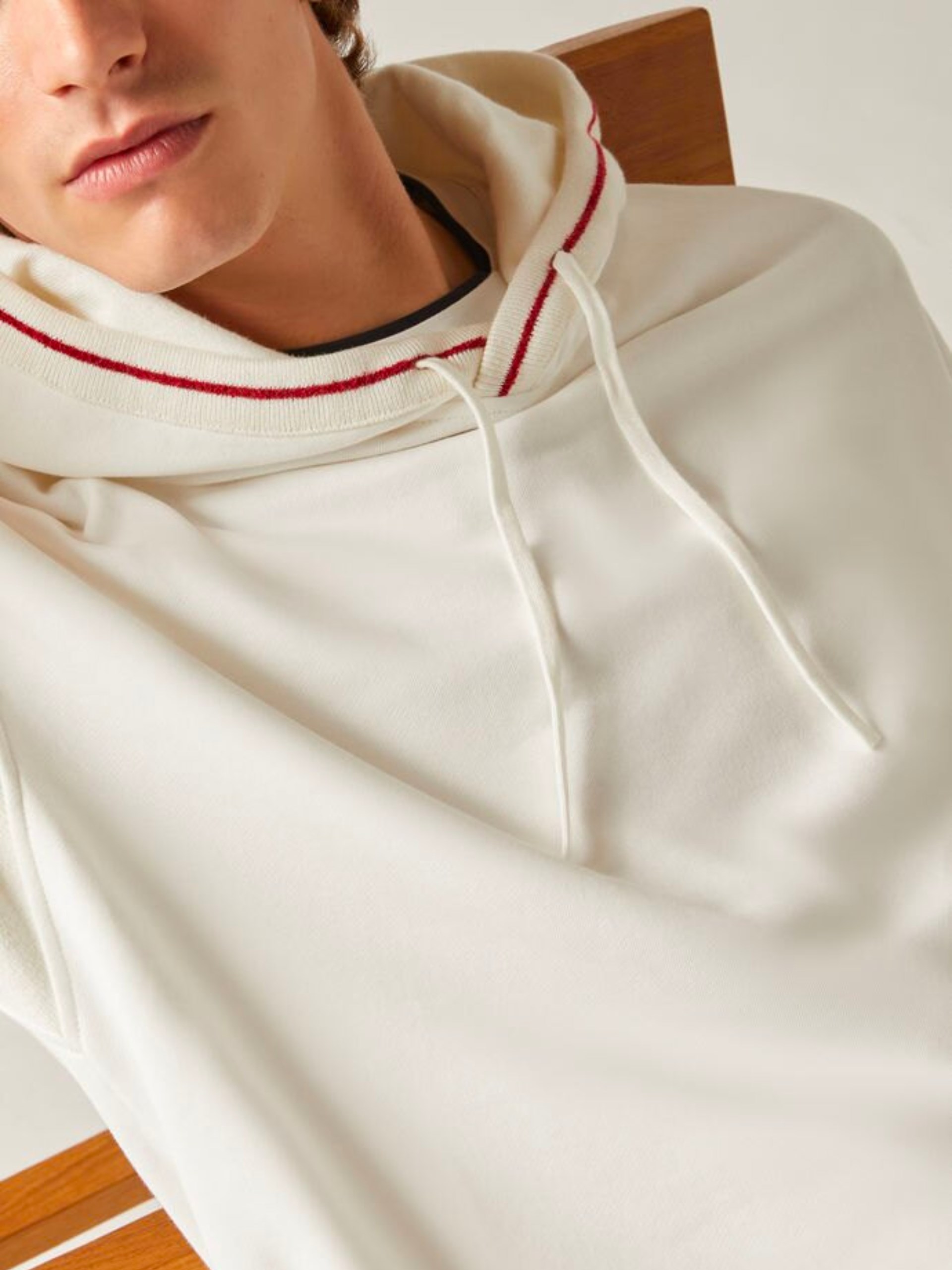 Loro Piana Monterosso Men's White Contrast Trim Hoodie