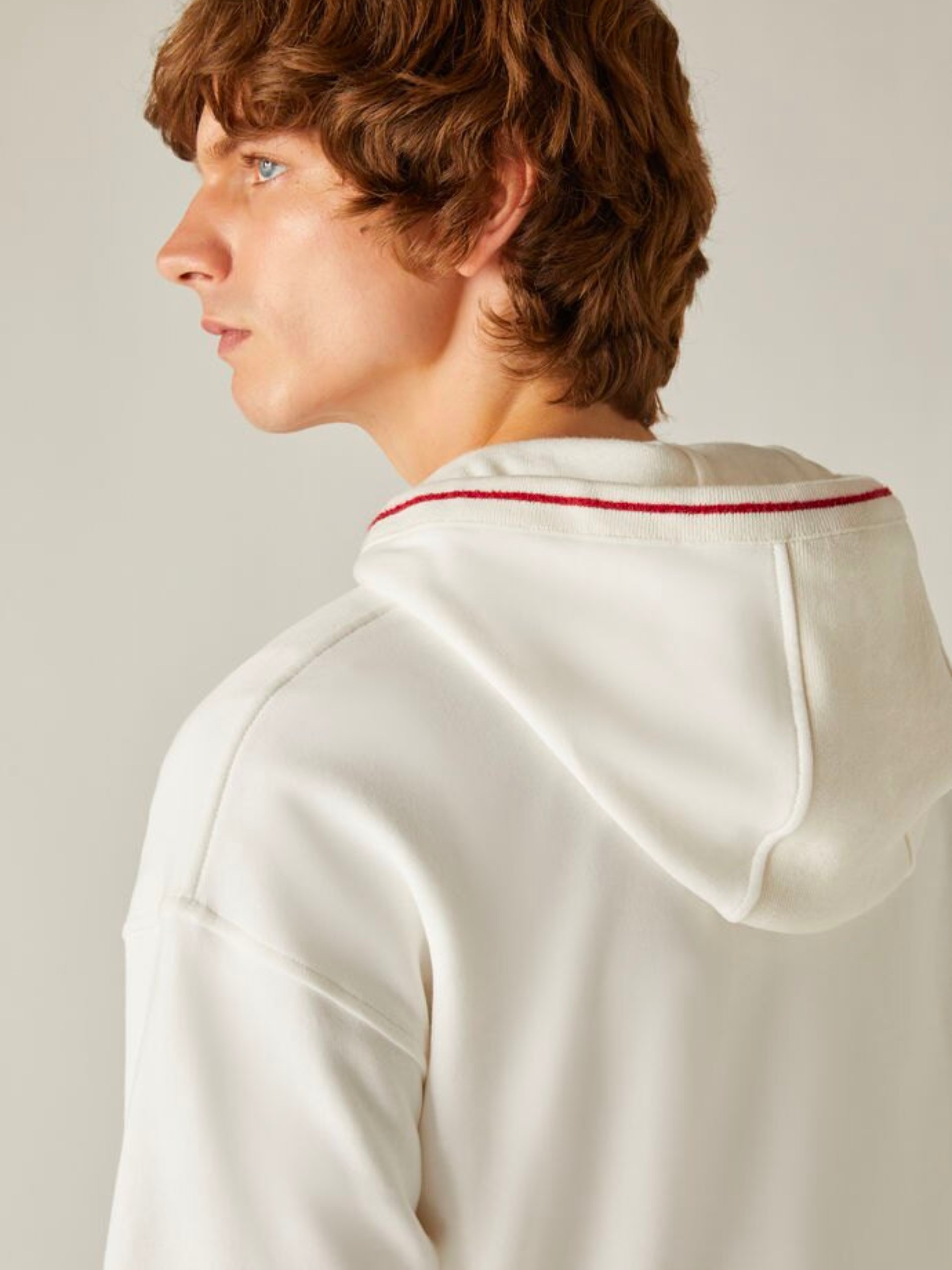Loro Piana Monterosso Men's White Contrast Trim Hoodie