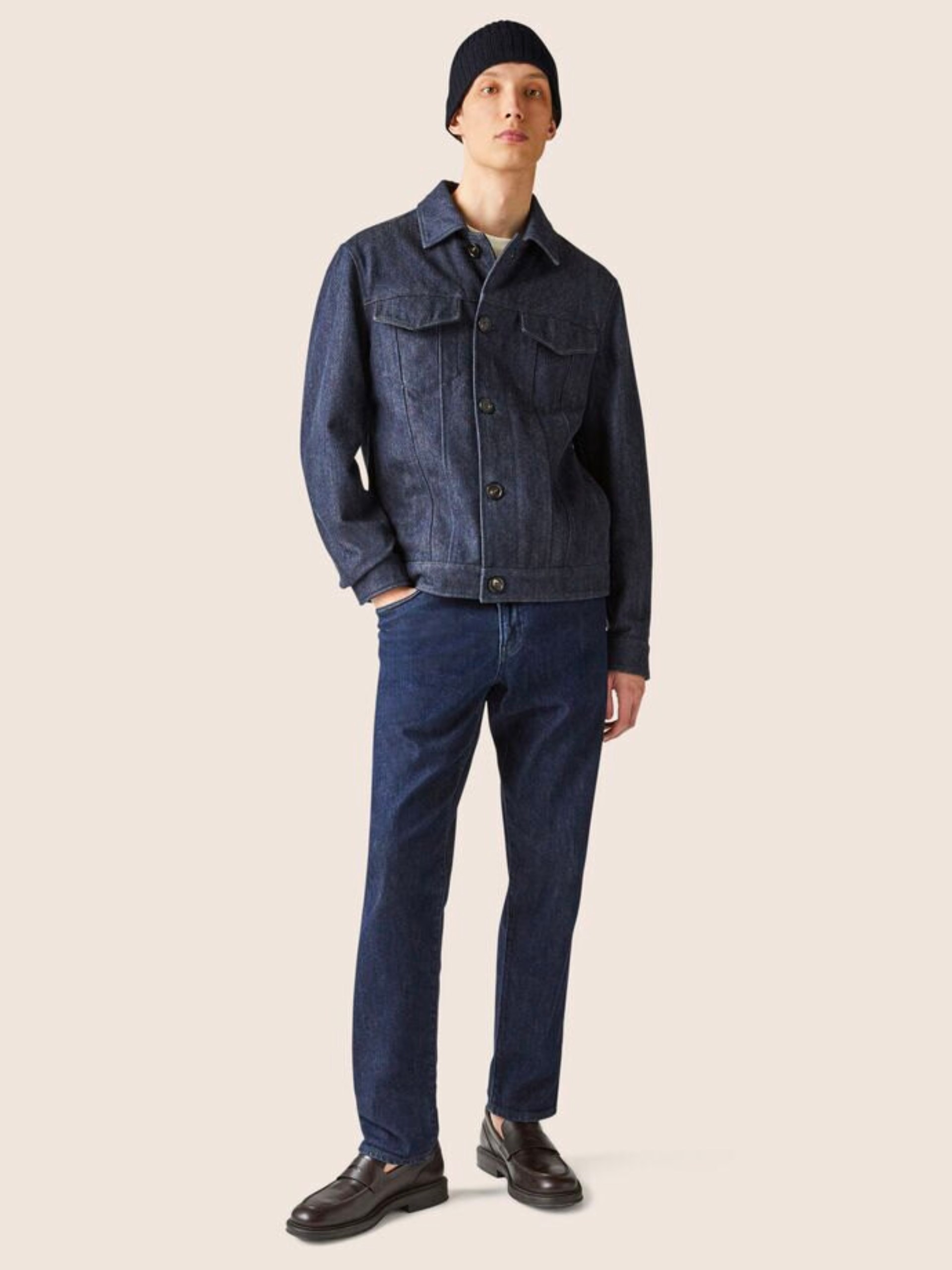 Loro Piana Neive button up denim jacket in navy blue