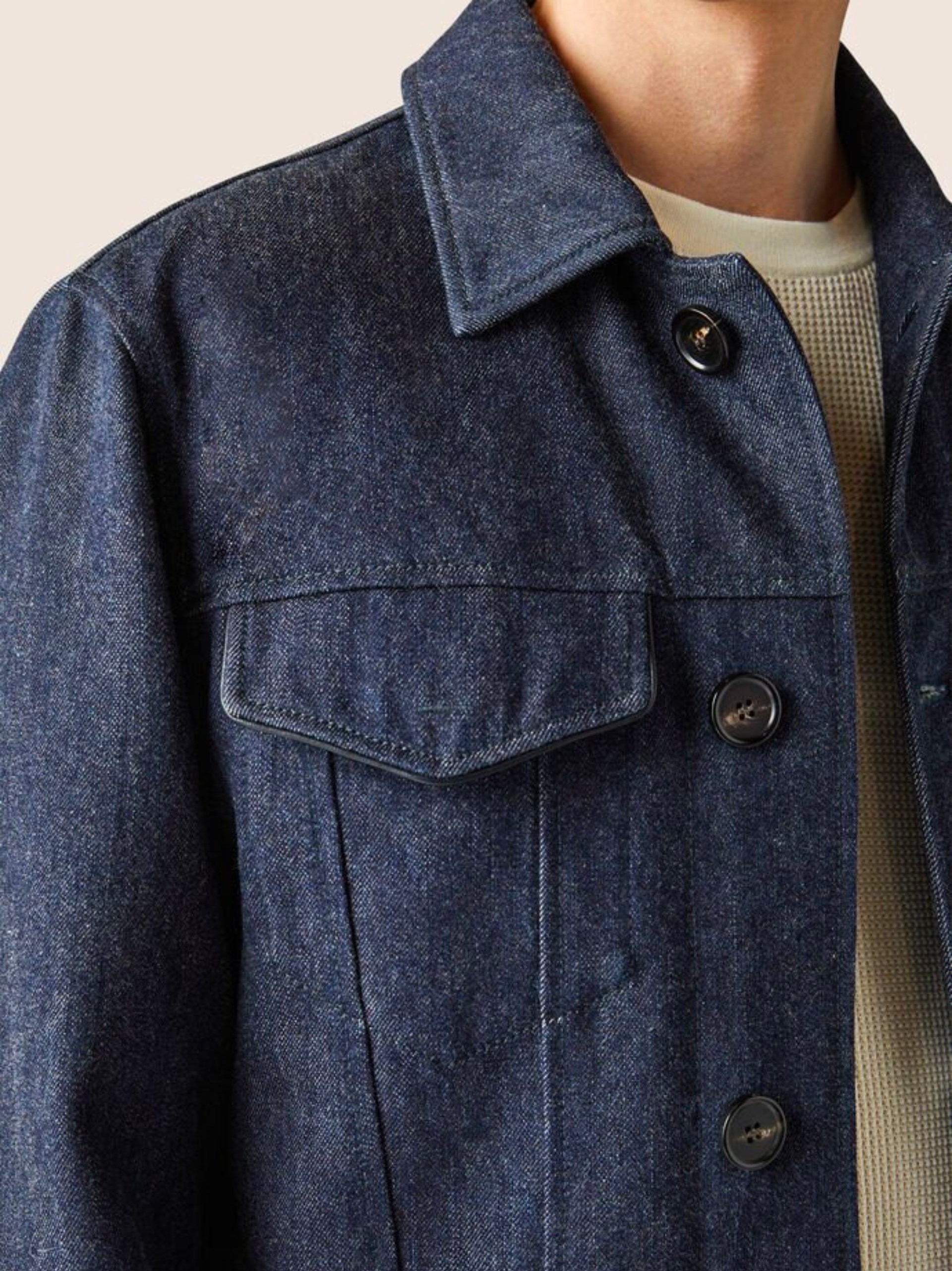 Loro Piana Neive button up denim jacket in navy blue