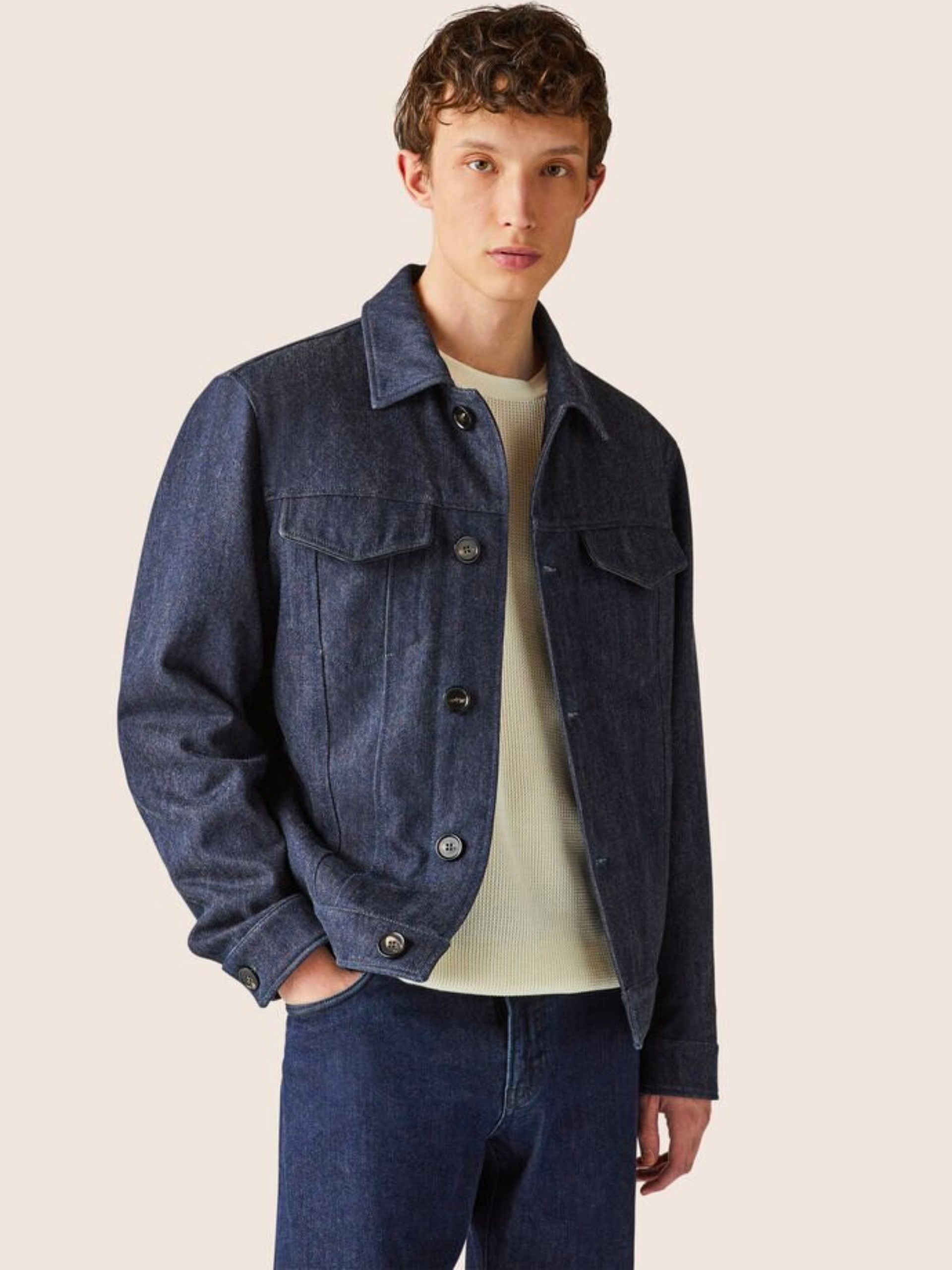 Loro Piana Neive button up denim jacket in navy blue