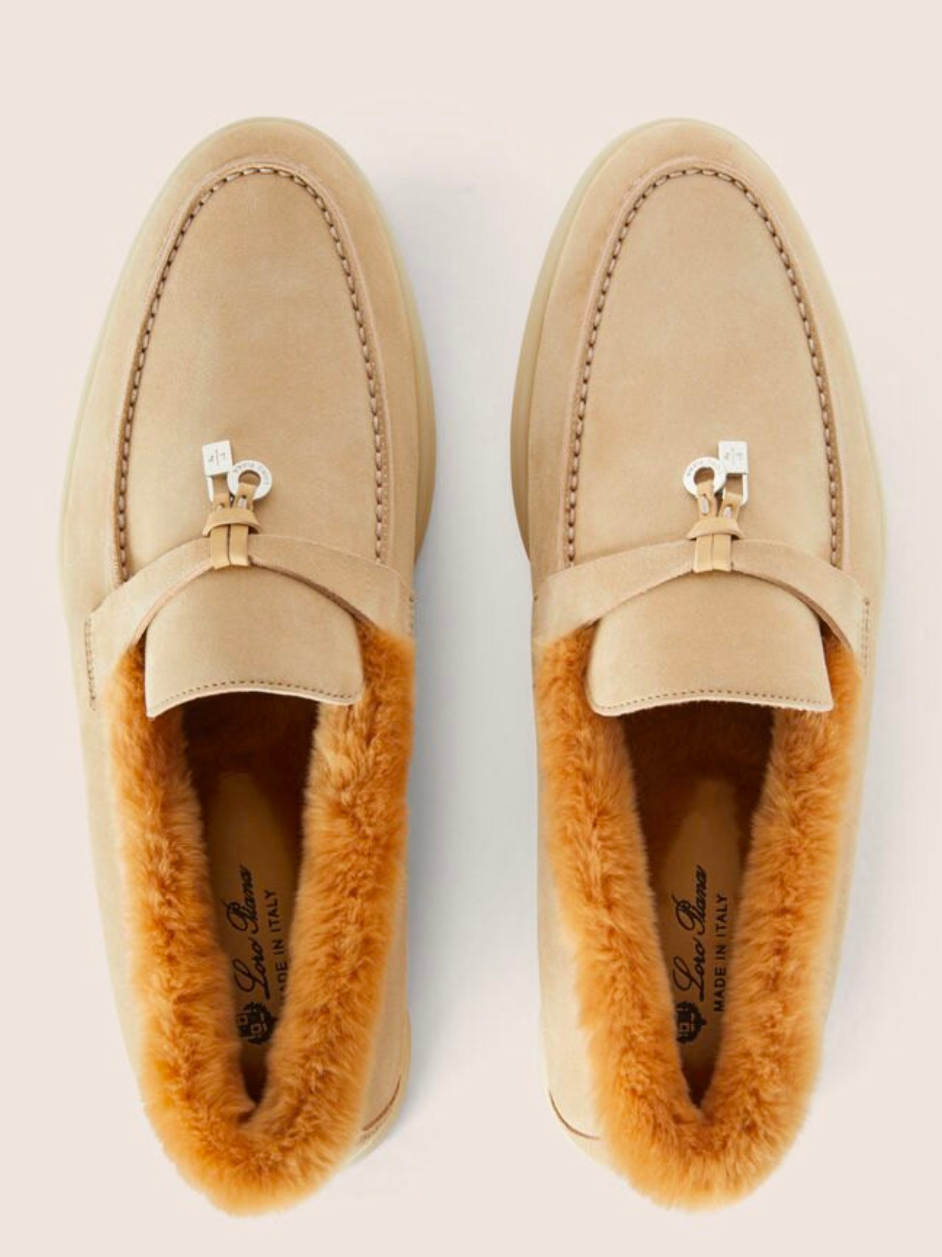 Loro Piana Summer Charms Walk warm sand loafers