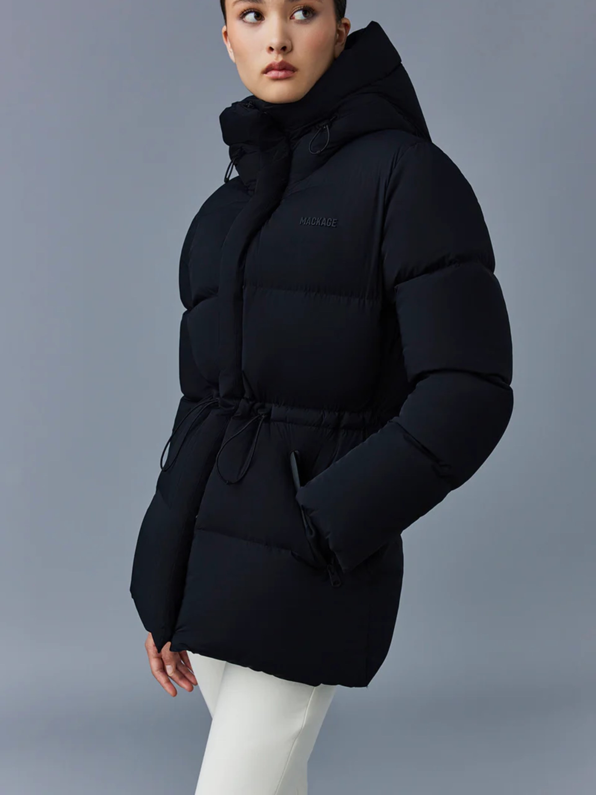 Mackage Freya Black Quilted Lightweight Down Jacket with Hood
