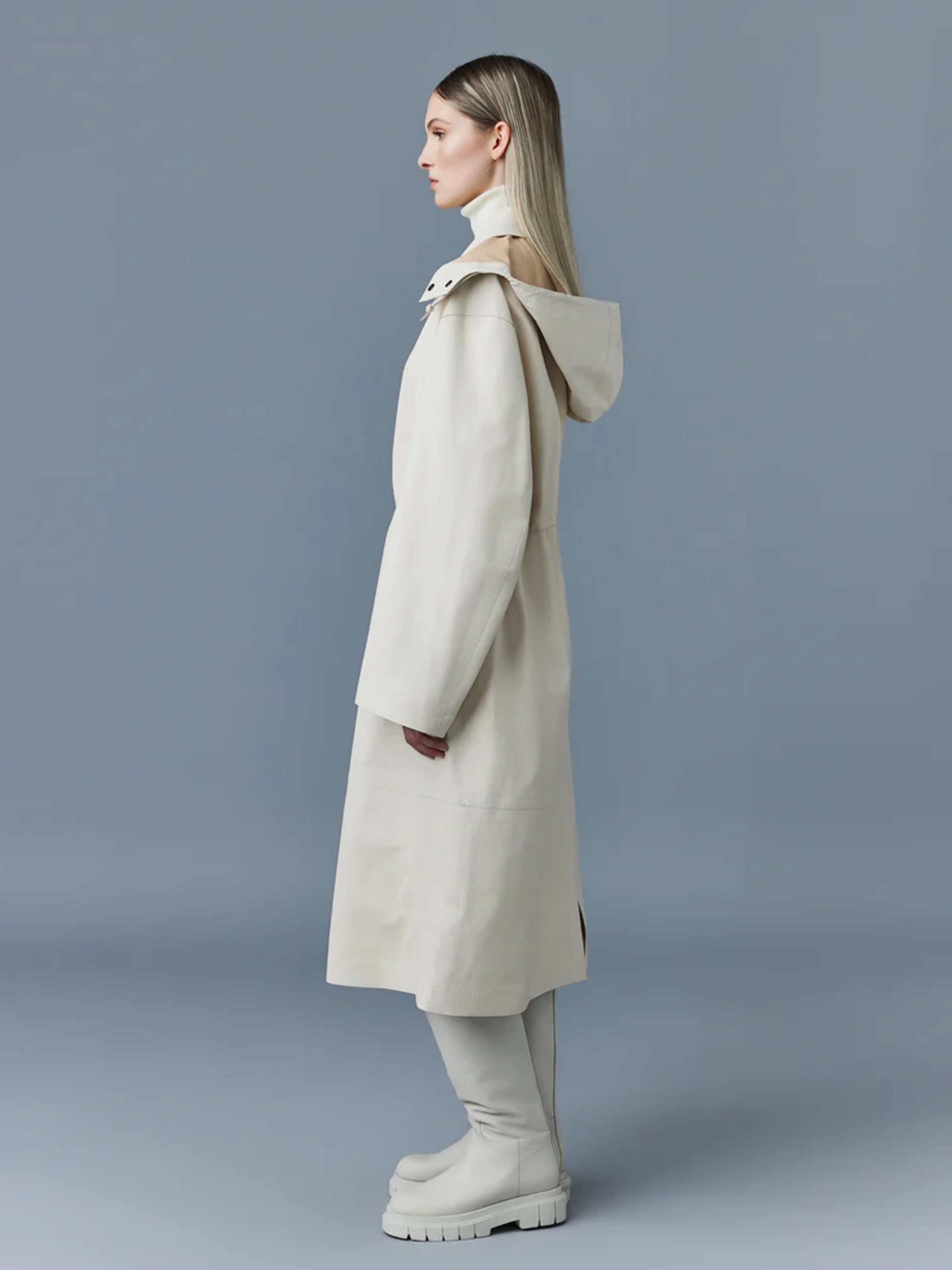 Mackage Glory milk leather coat with drawstring waist