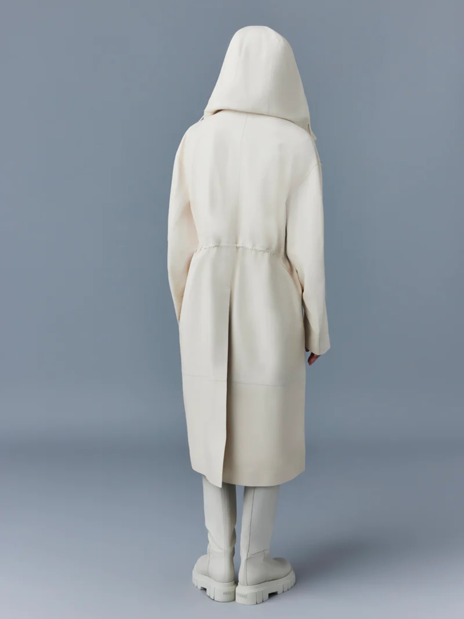 Mackage Glory milk leather coat with drawstring waist