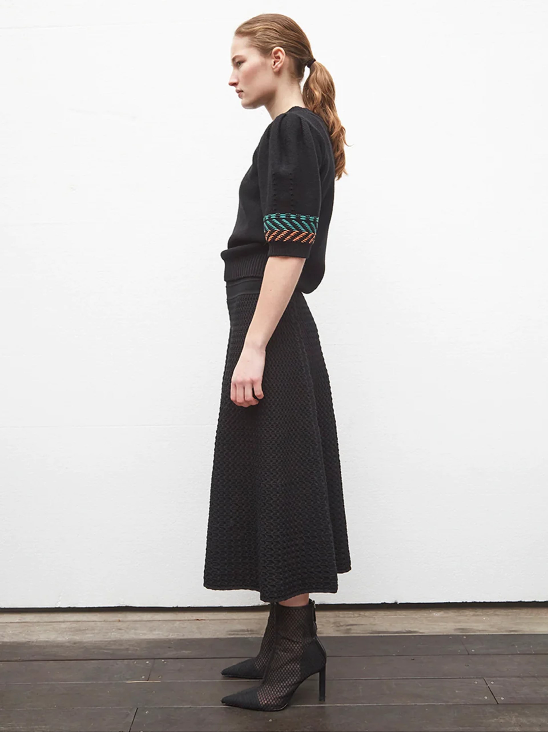 Molli black knitted woolen midi skirt