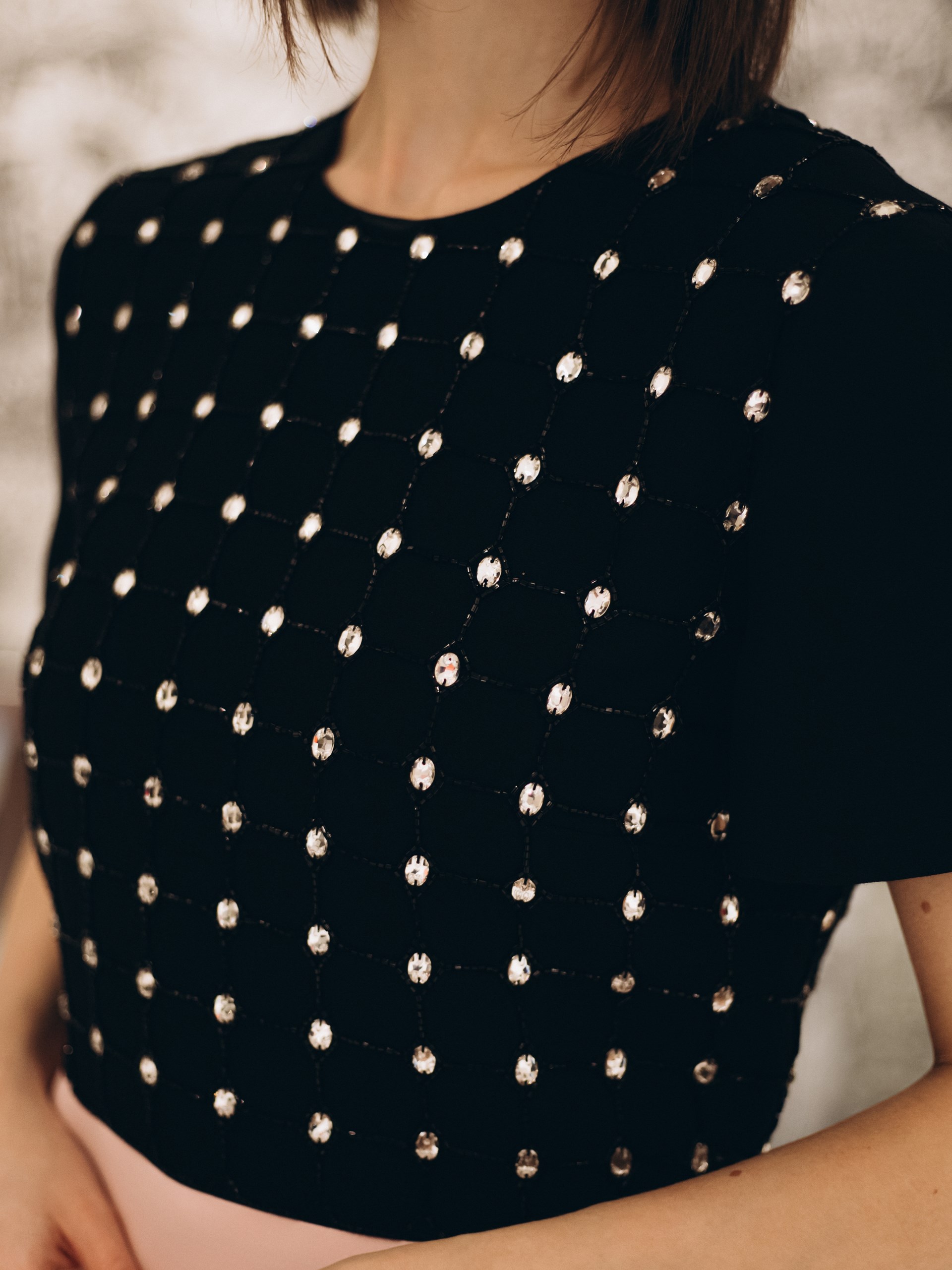 Valentino Black and pink mini dress with glitter details