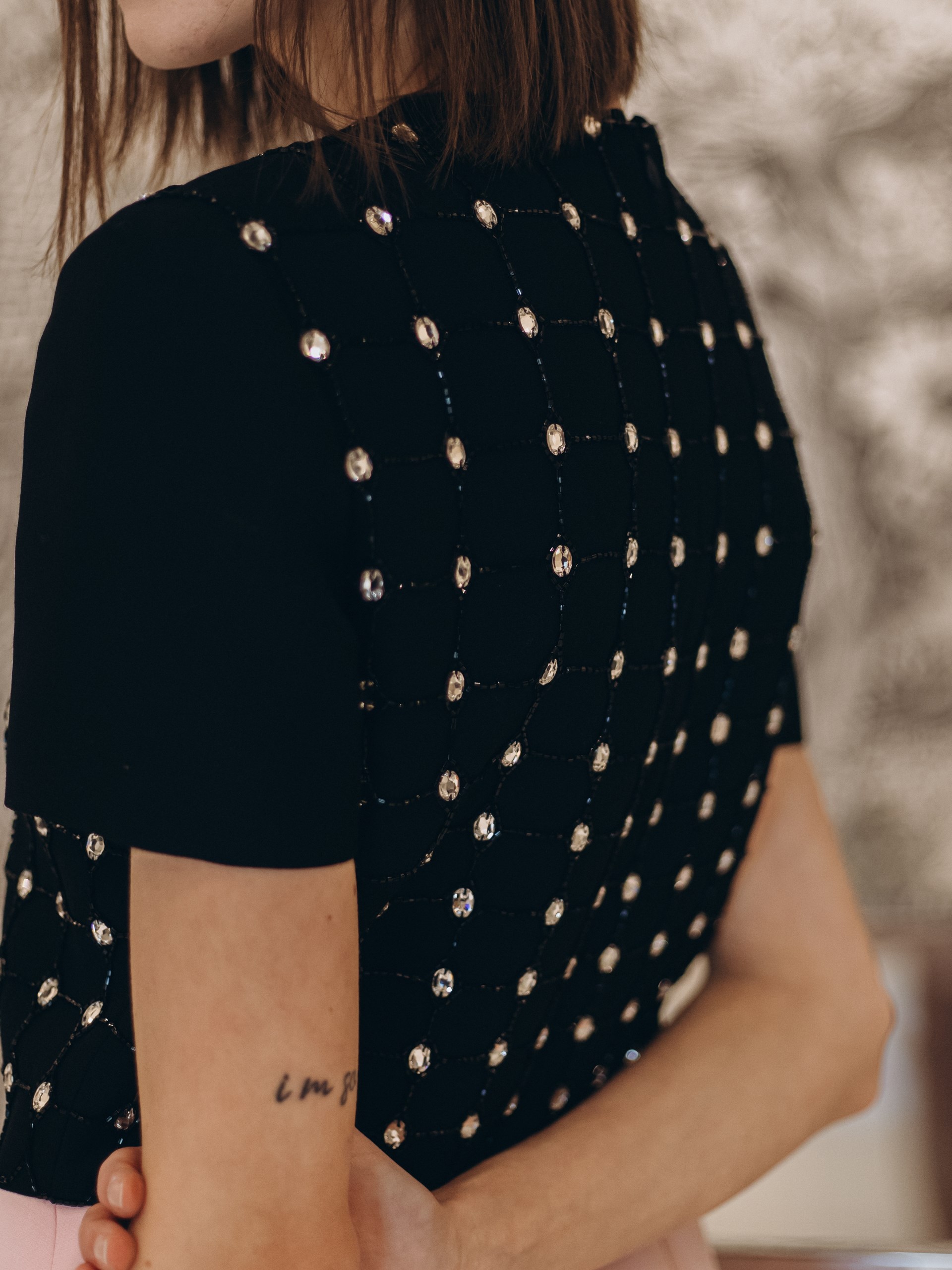 Valentino Black and pink mini dress with glitter details
