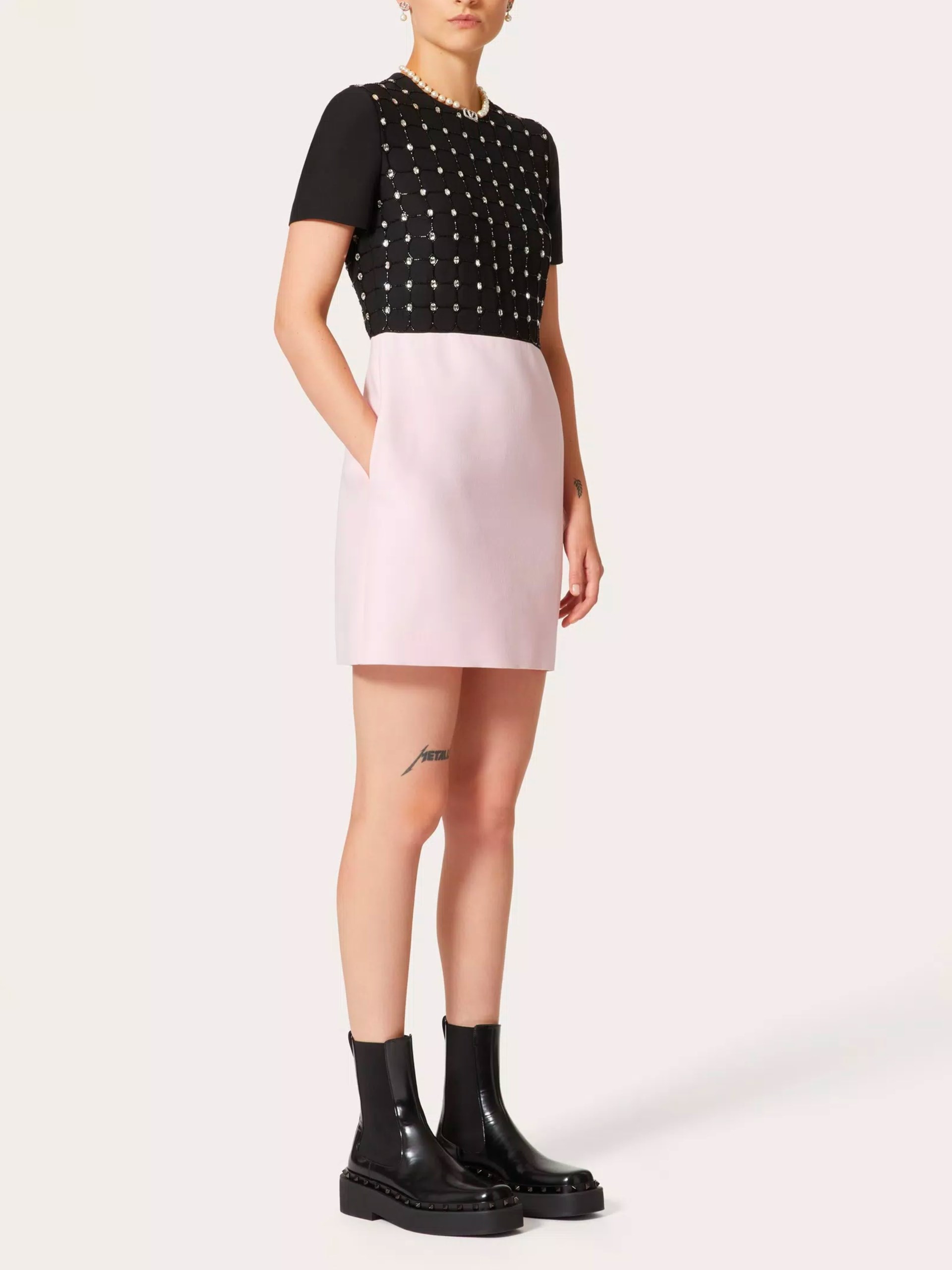 Valentino Black and pink mini dress with glitter details