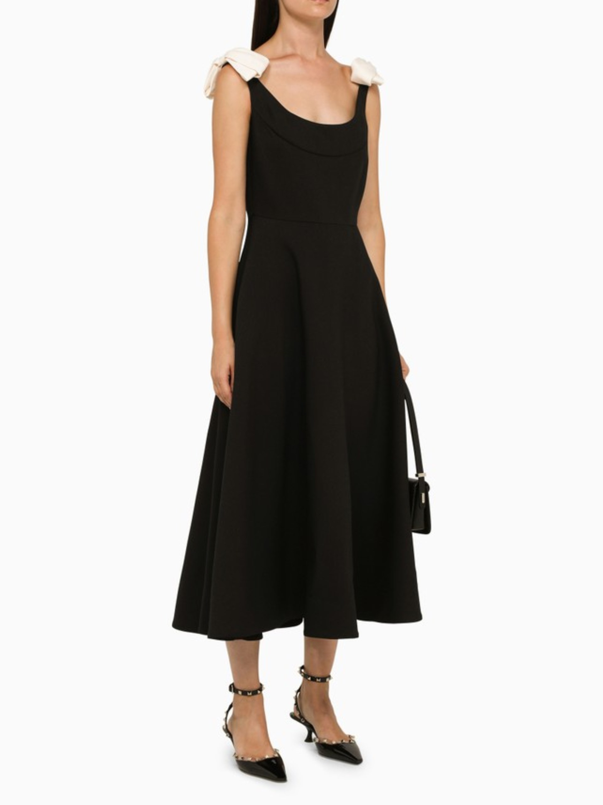 Valentino black midi dress with contrasting bows