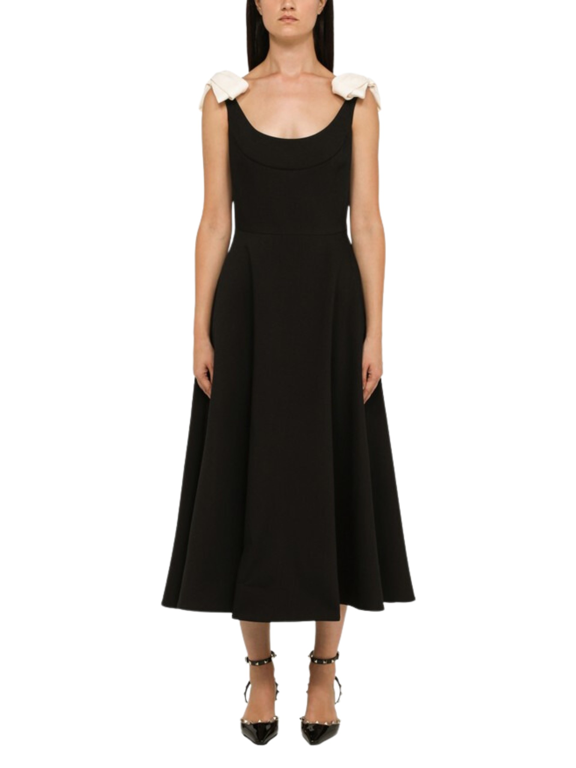 Valentino black midi dress with contrasting bows