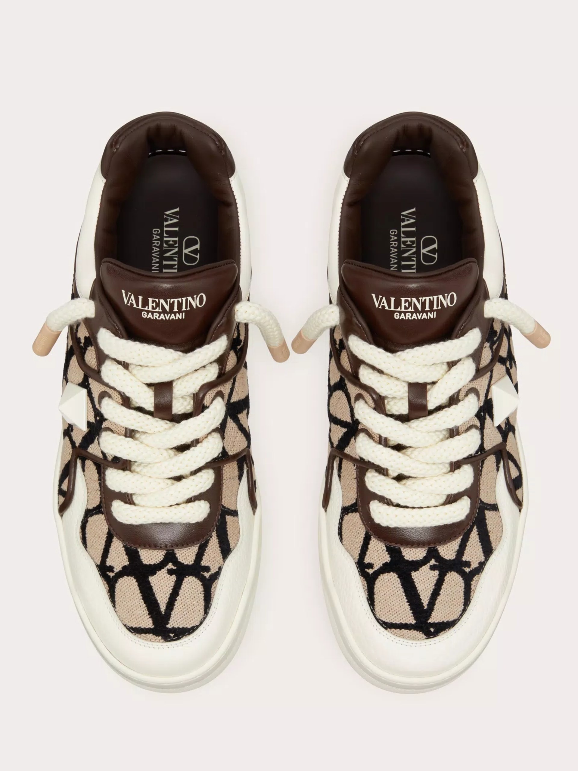 Valentino Garavani One Stud XL beige sneakers with a massive sole