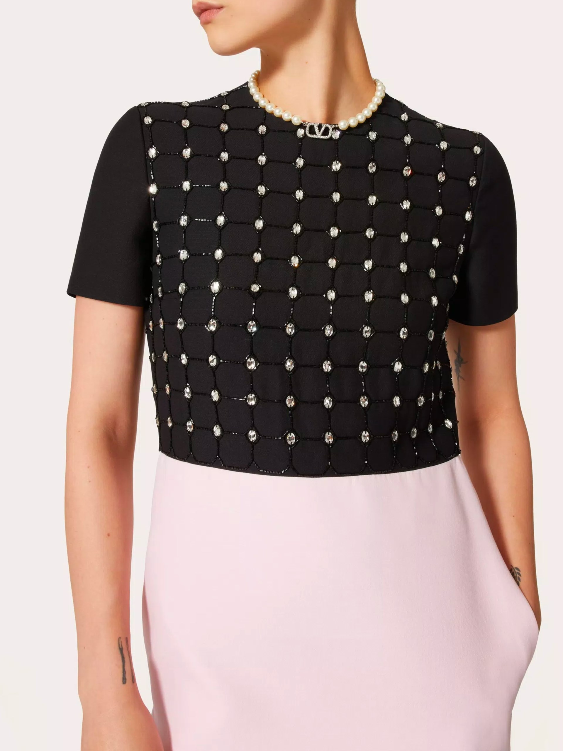 Valentino Black and pink mini dress with glitter details