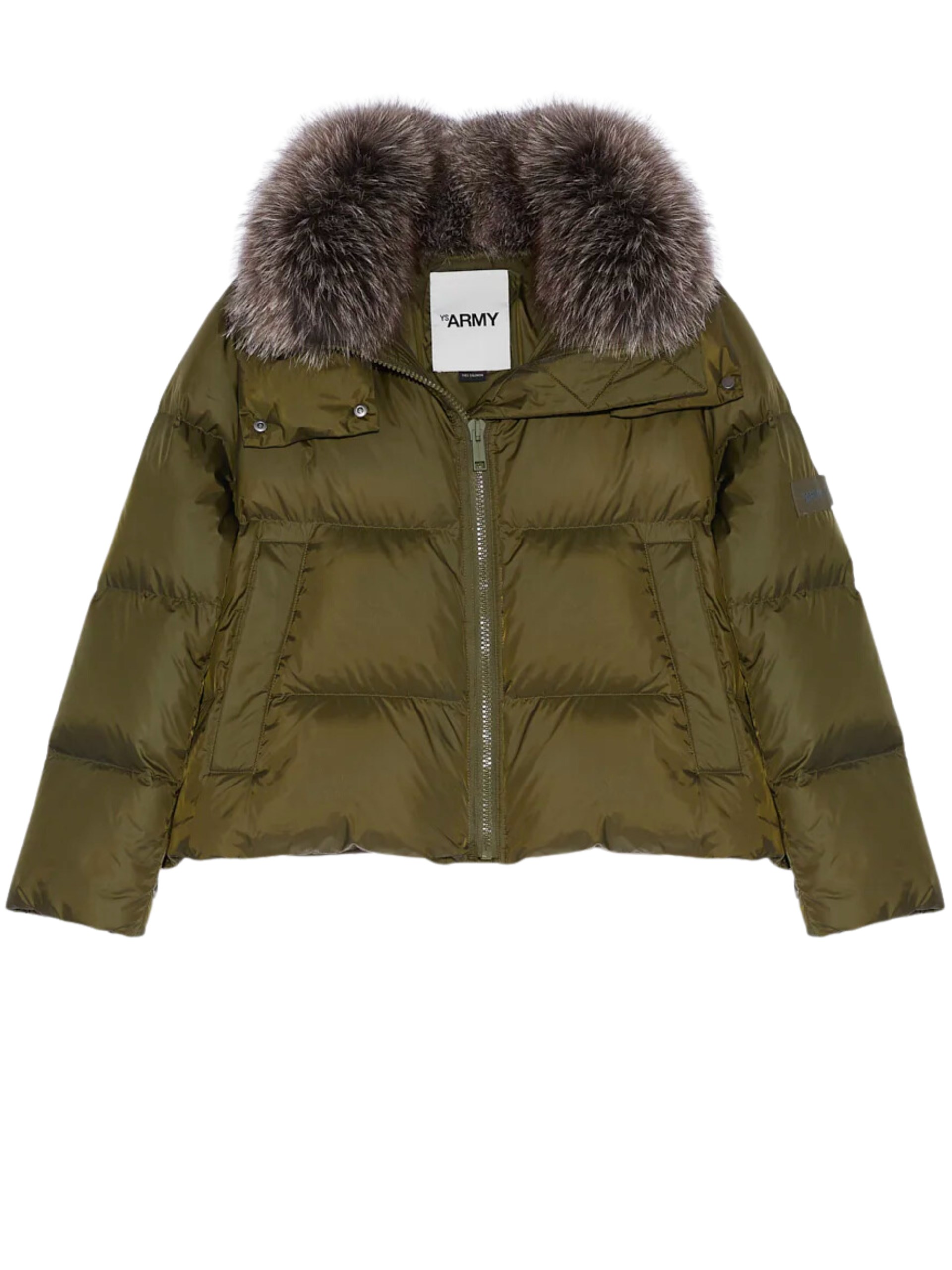 Yves Salomon Army A silhouette khaki cropped down jacket