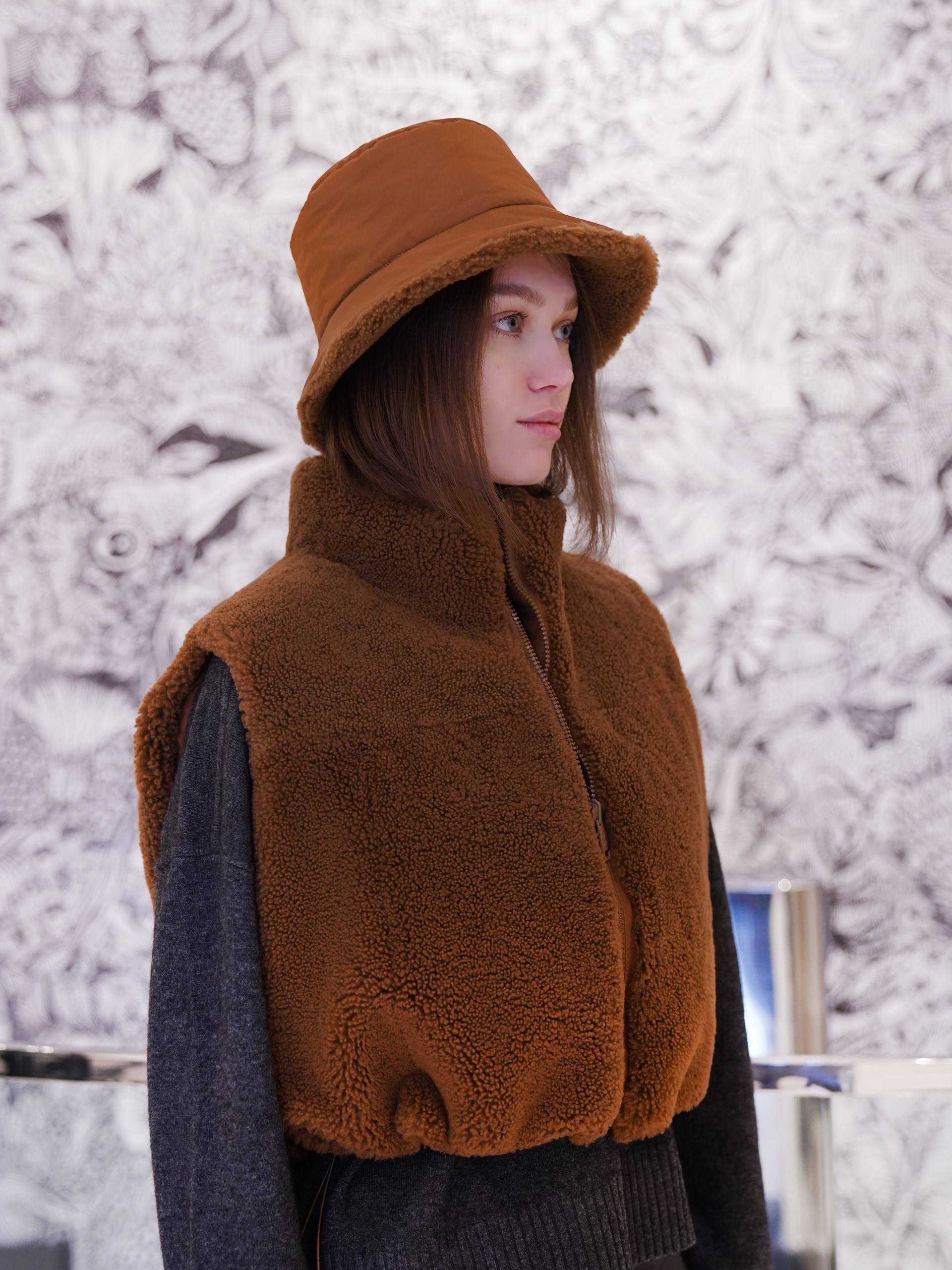 Yves Salomon double-sided zip-up tank top in brown