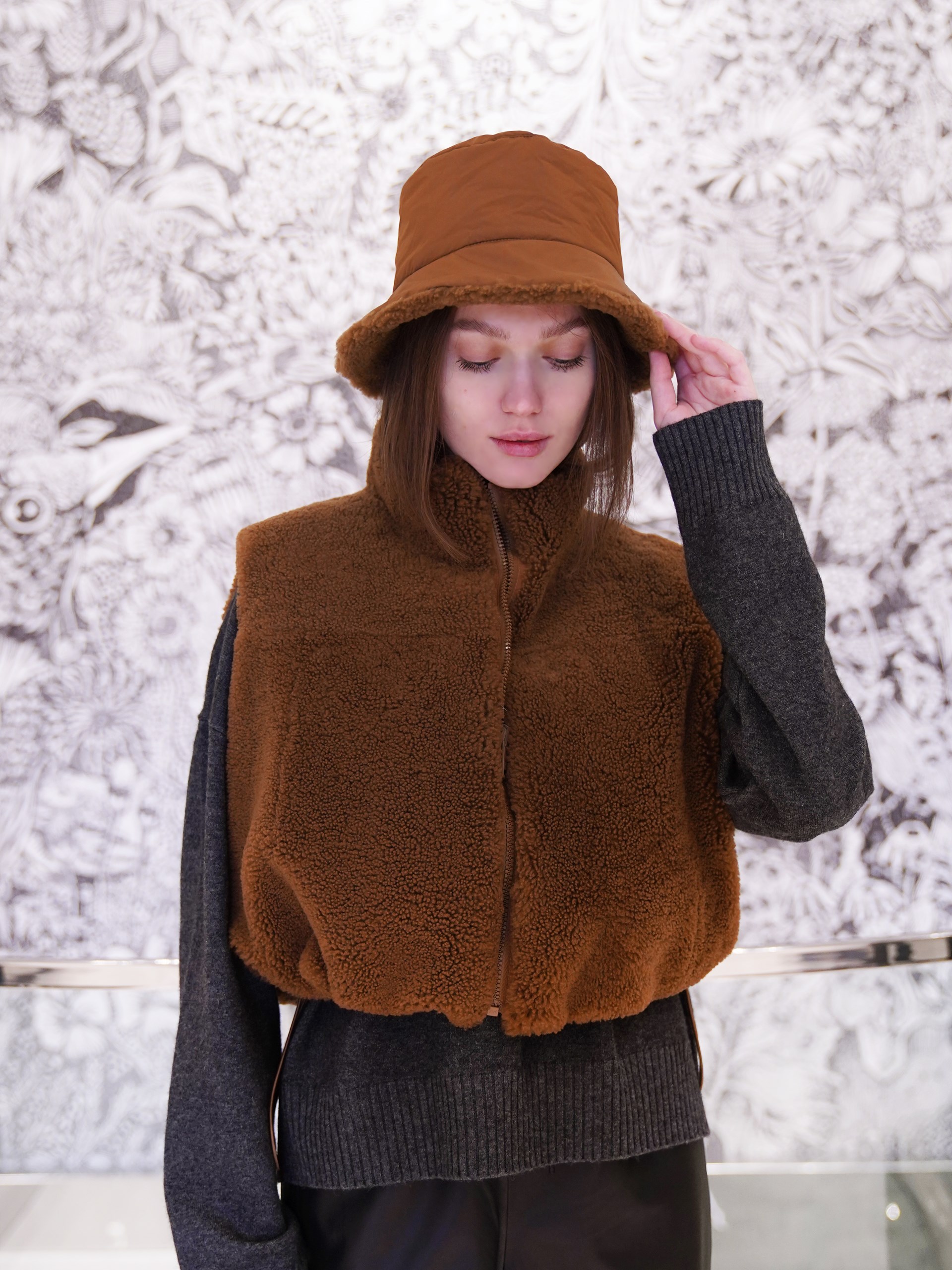 Yves Salomon double-sided zip-up tank top in brown