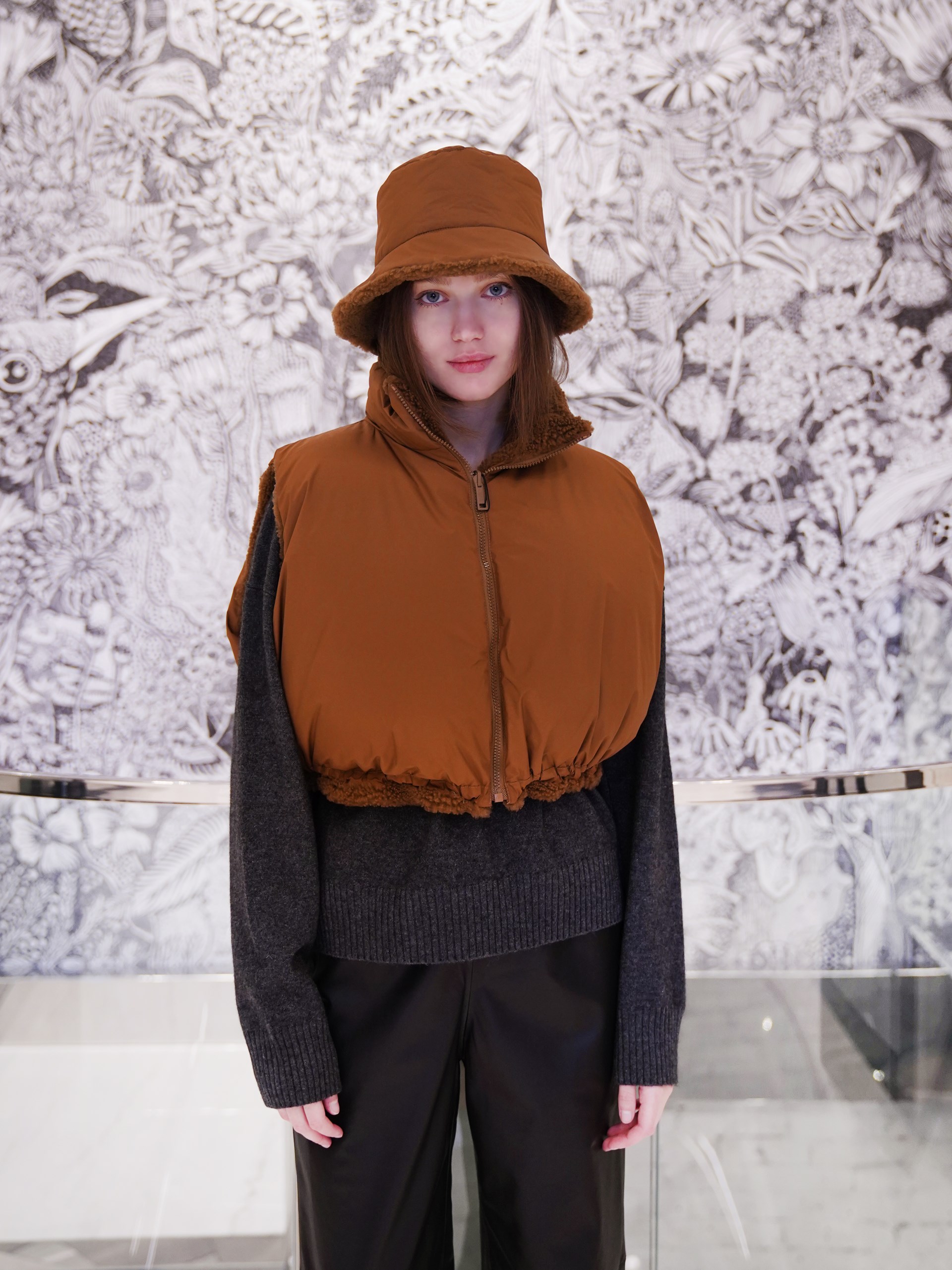 Yves Salomon double-sided zip-up tank top in brown