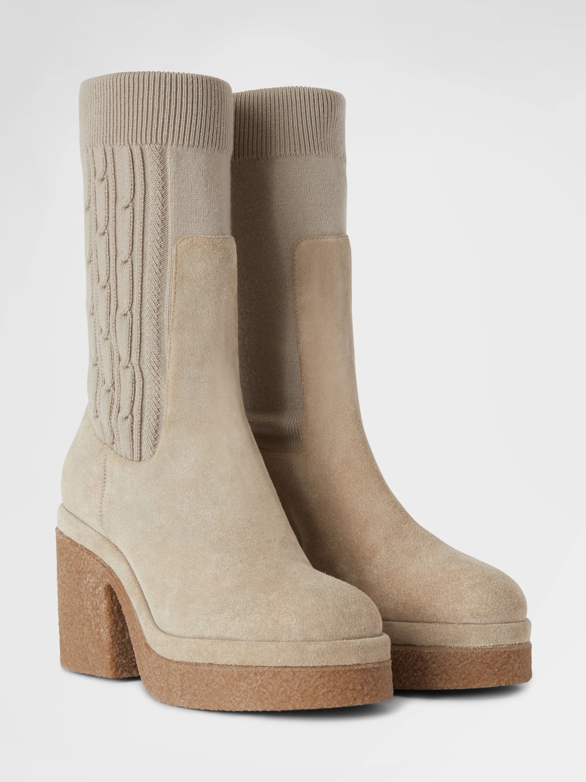 Agnona beige suede high heel boots