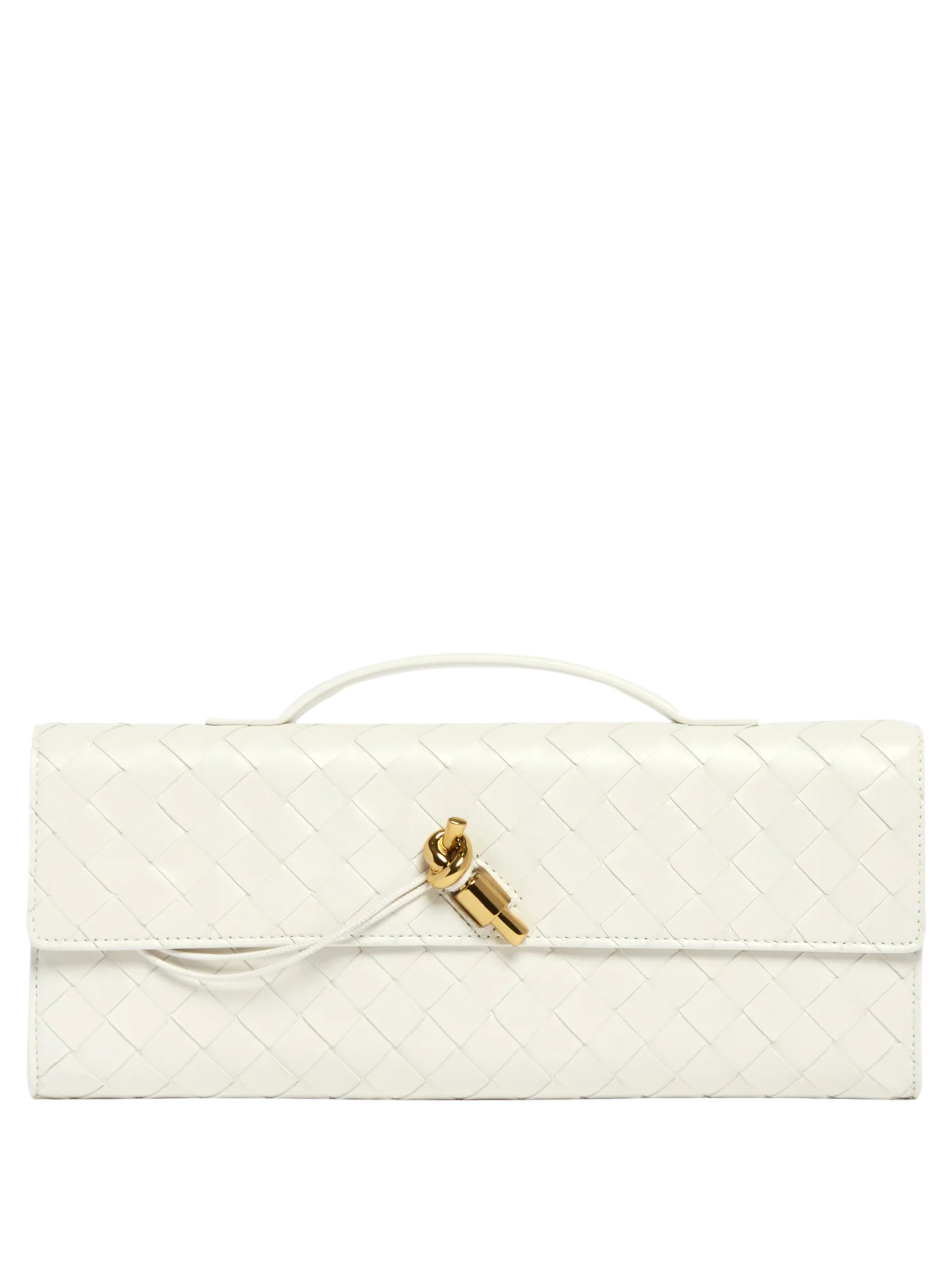 Bottega Veneta white clutch bag in soft Intrecciato leather