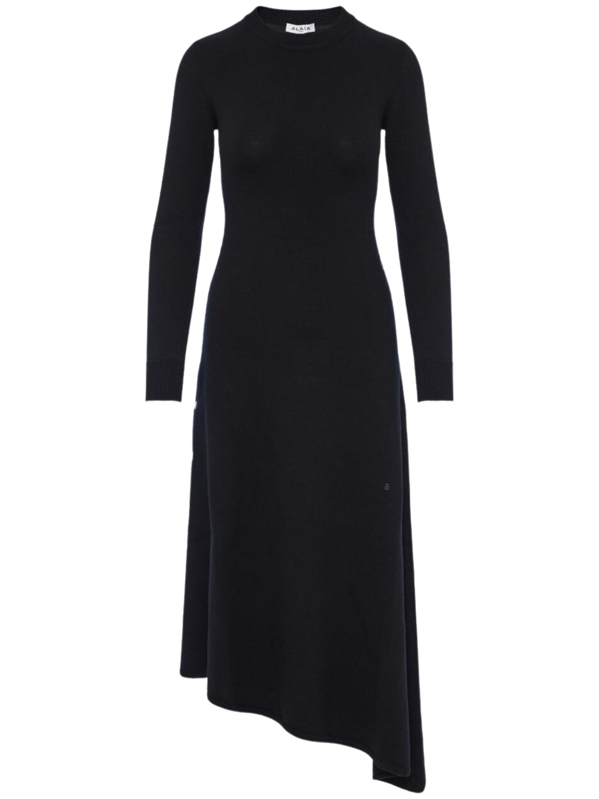 Alaїa black fitted mini dress with asymmetric skirt