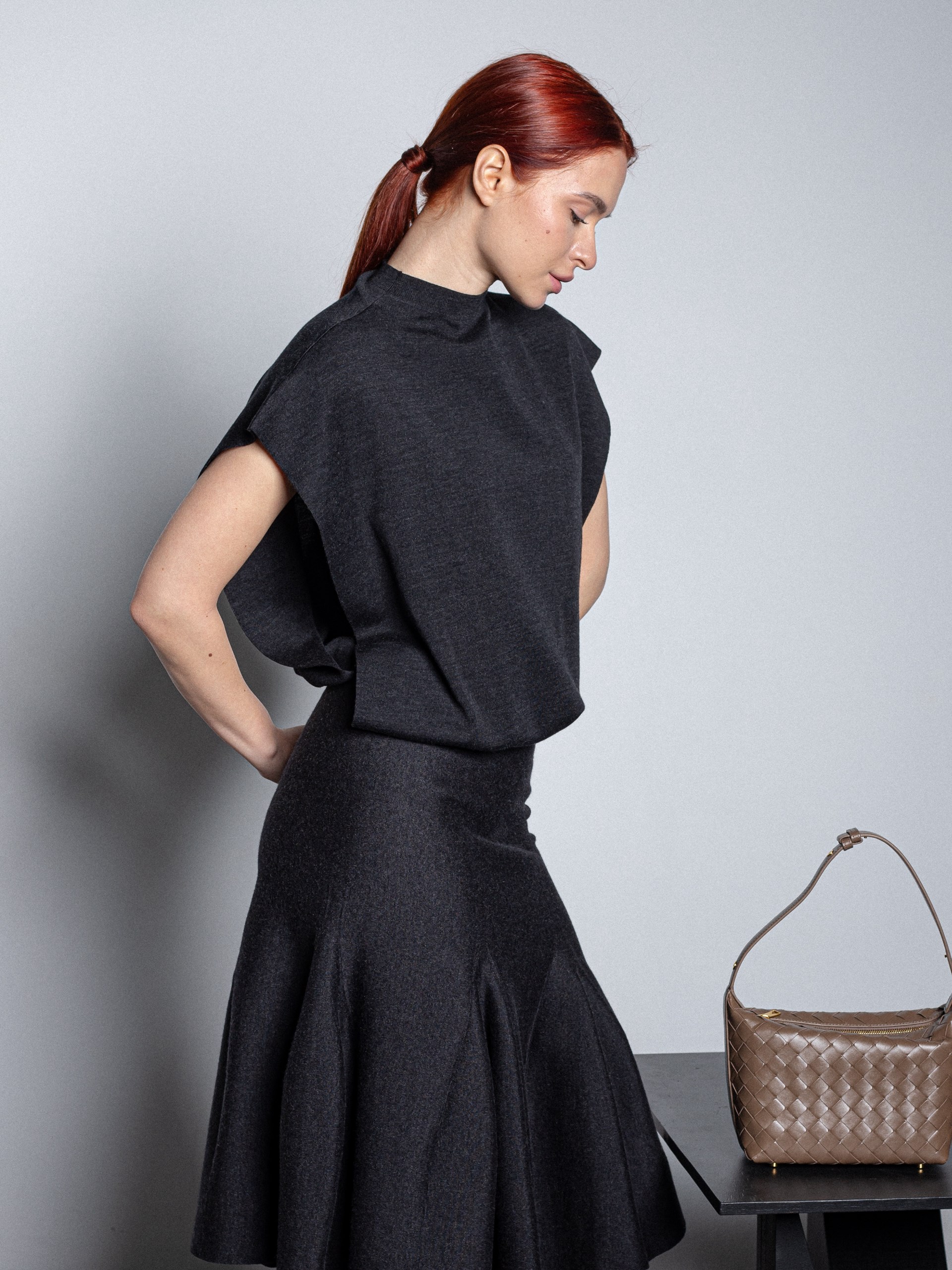 Alaїa Black Knitted Wool T-Shirt