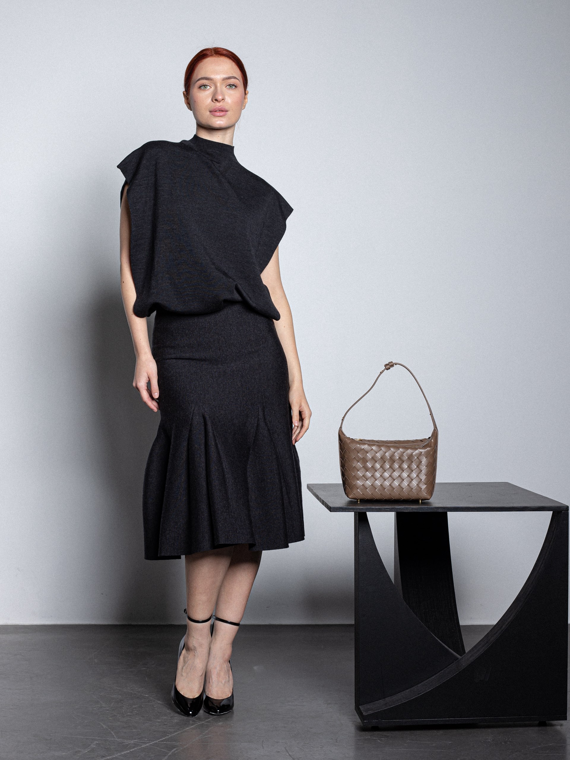 Alaїa Black Wool Sculpted Mini Skirt