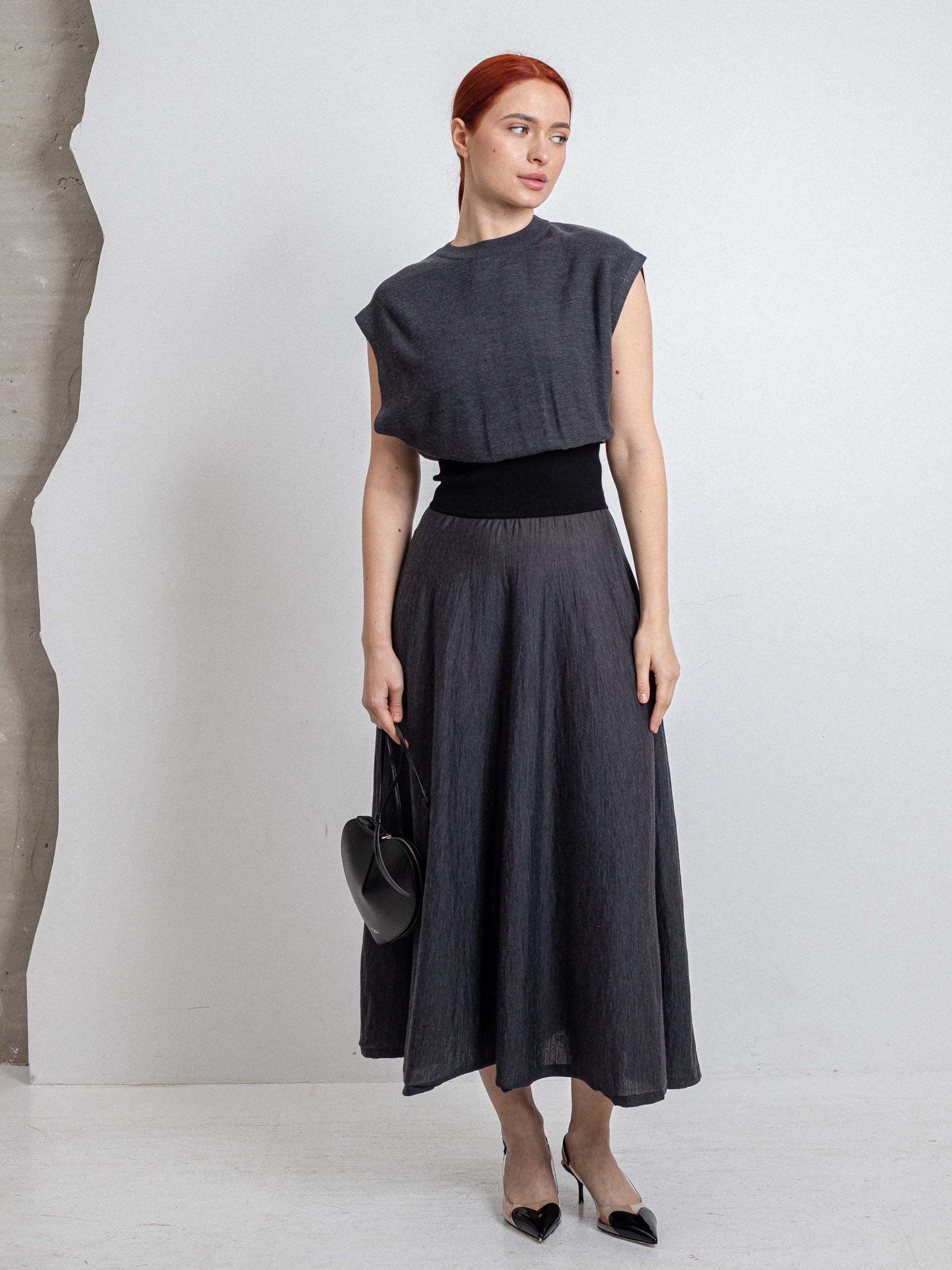 Alaia dark gray dress with an elasticated waist