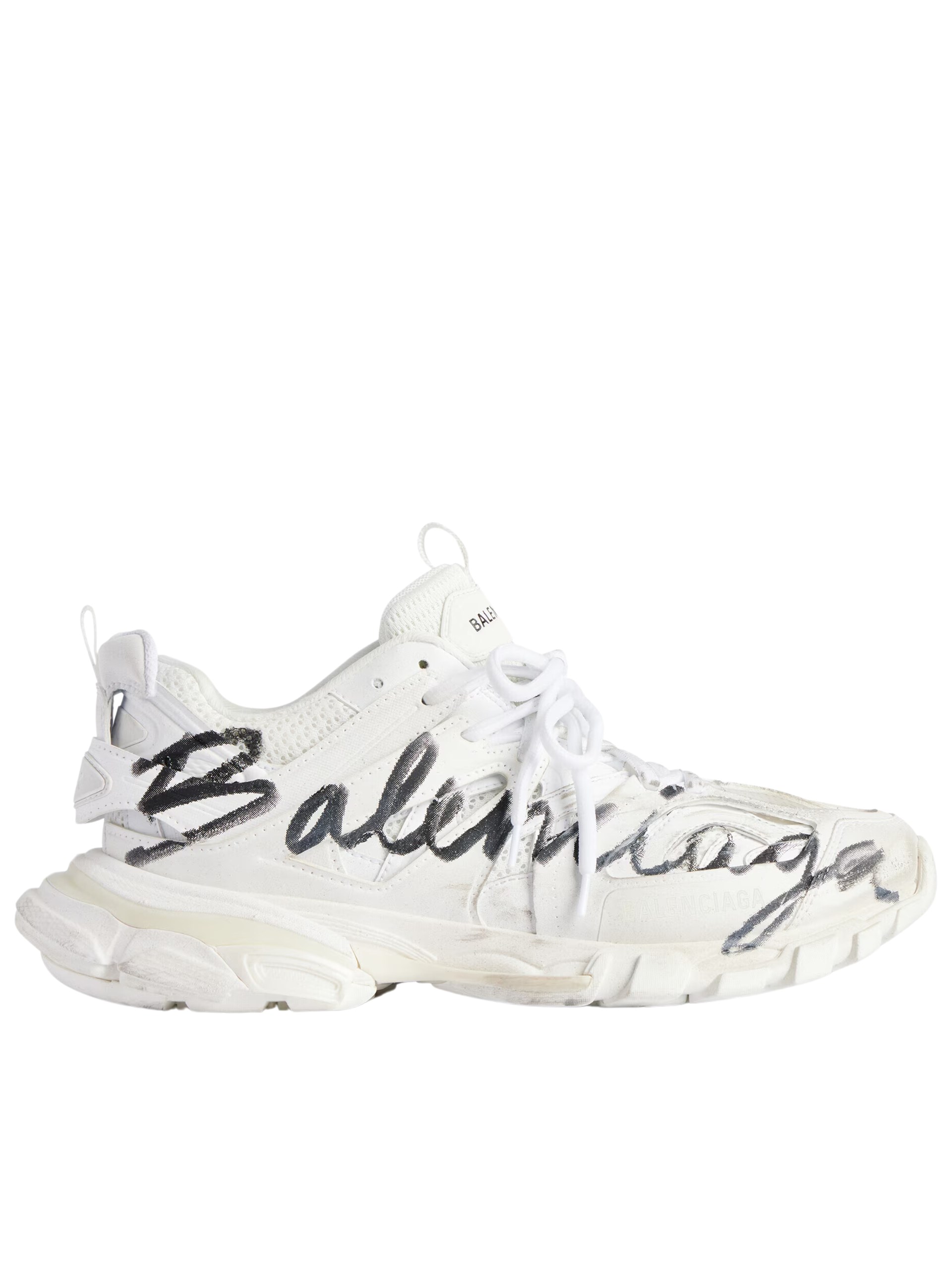 Білі кросівки Balenciaga Track Signature з контрастним написом