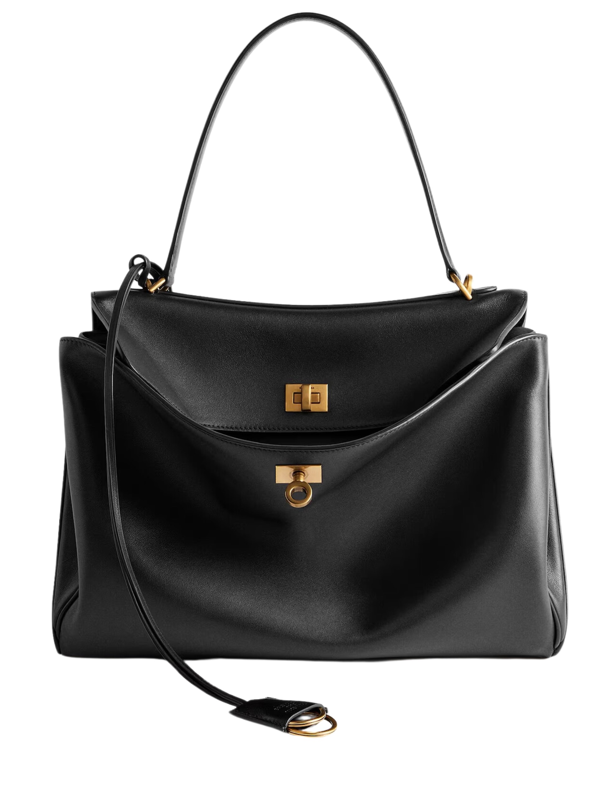 Balenciaga Rodeo Medium black leather bag with gold hardware