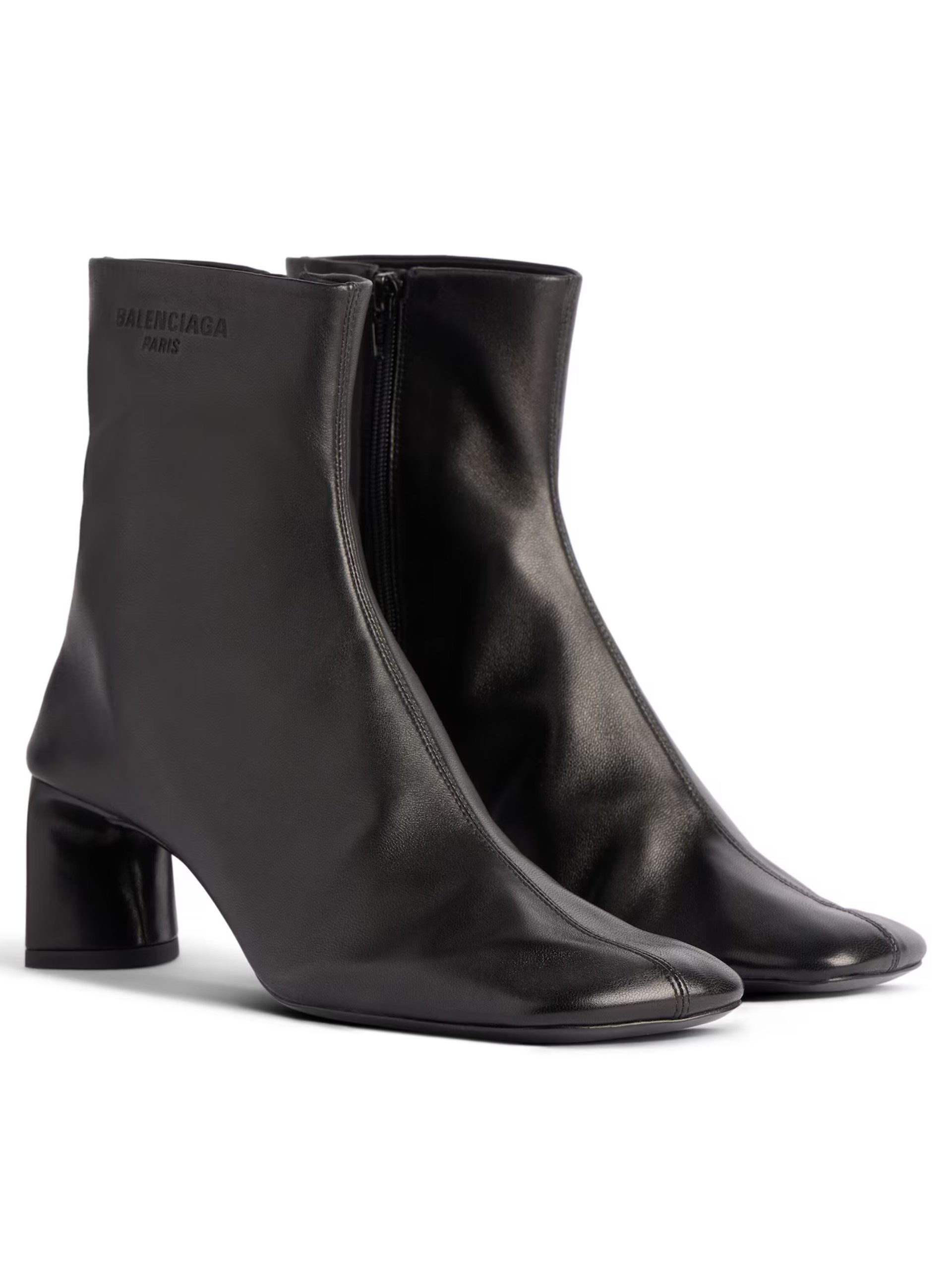 Balenciaga black leather heeled boots