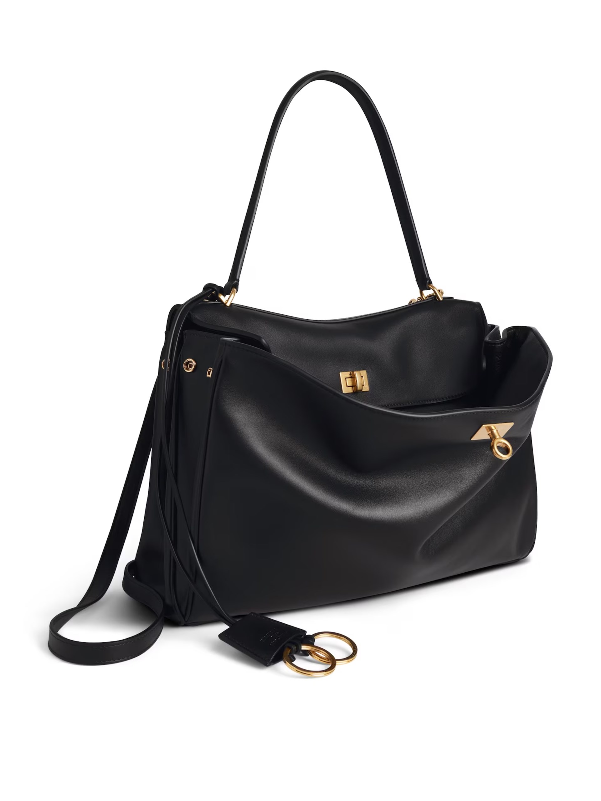Balenciaga Rodeo Medium black leather bag with gold hardware