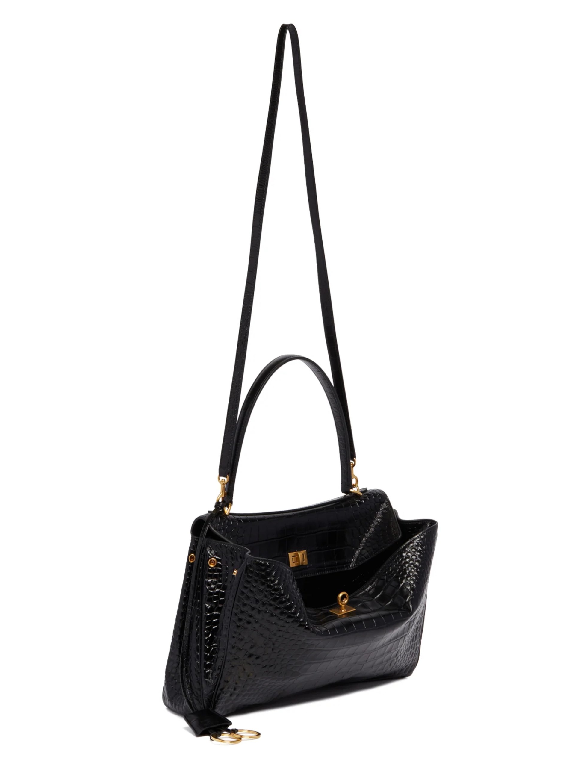 Чорна сумка Balenciaga Rodeo Medium з текстурної шкіри