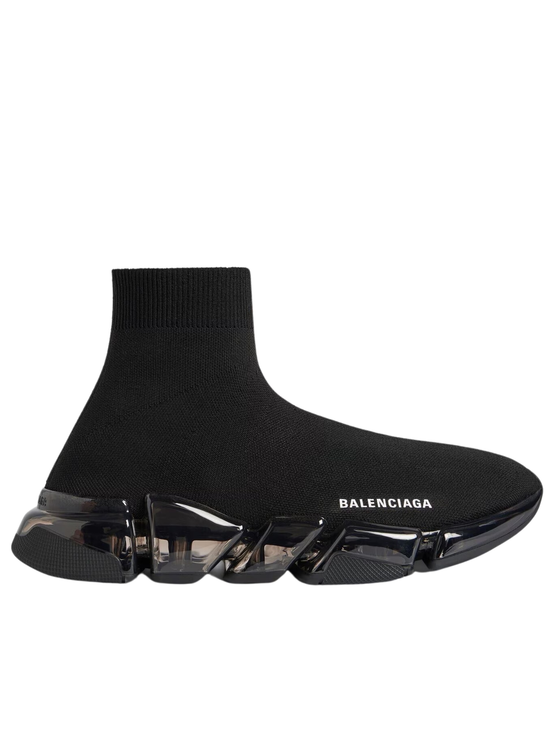 Чорні кросівки Balenciaga Speed 2.0 на прозорій підошві