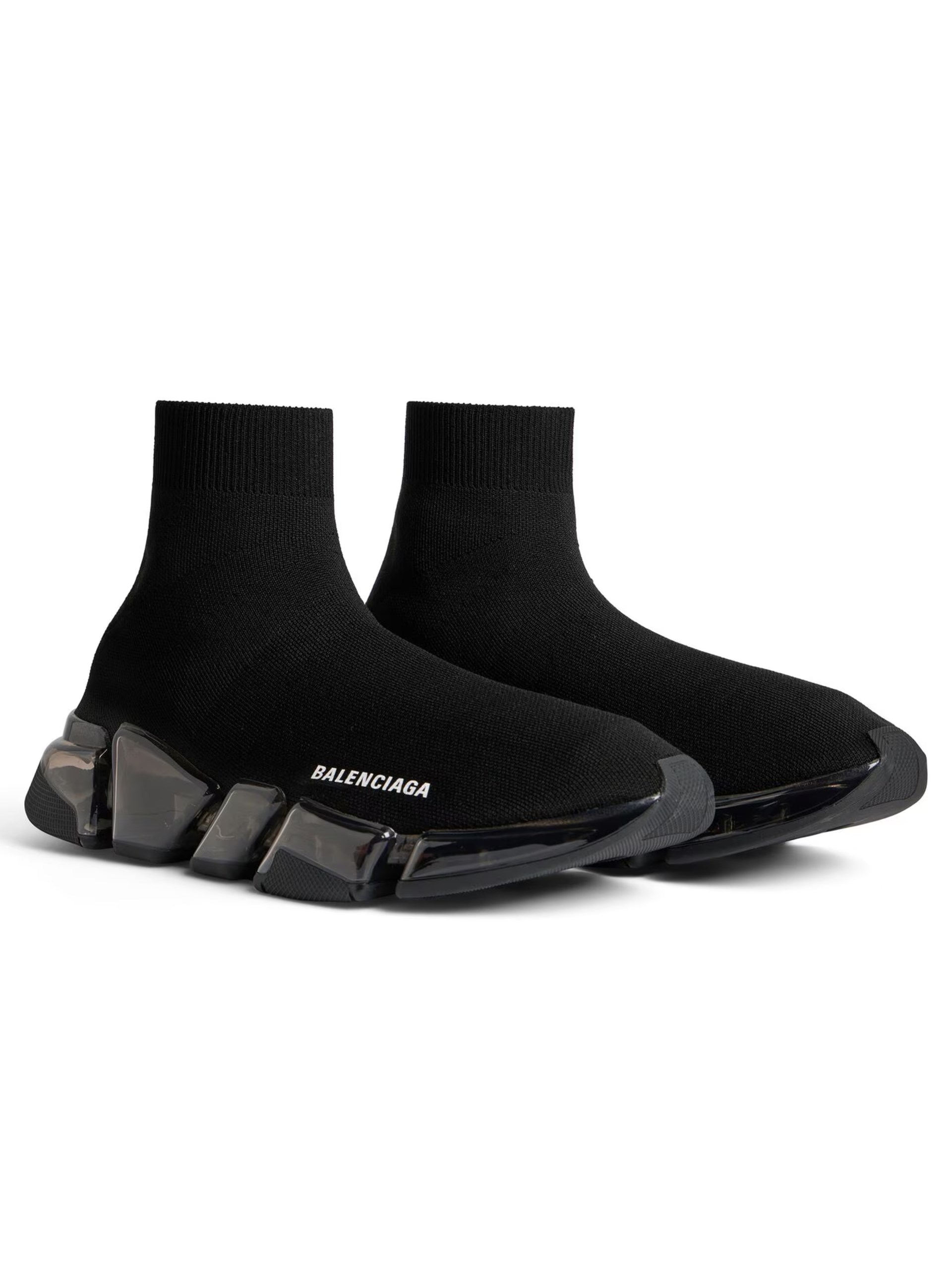 Чорні кросівки Balenciaga Speed 2.0 на прозорій підошві
