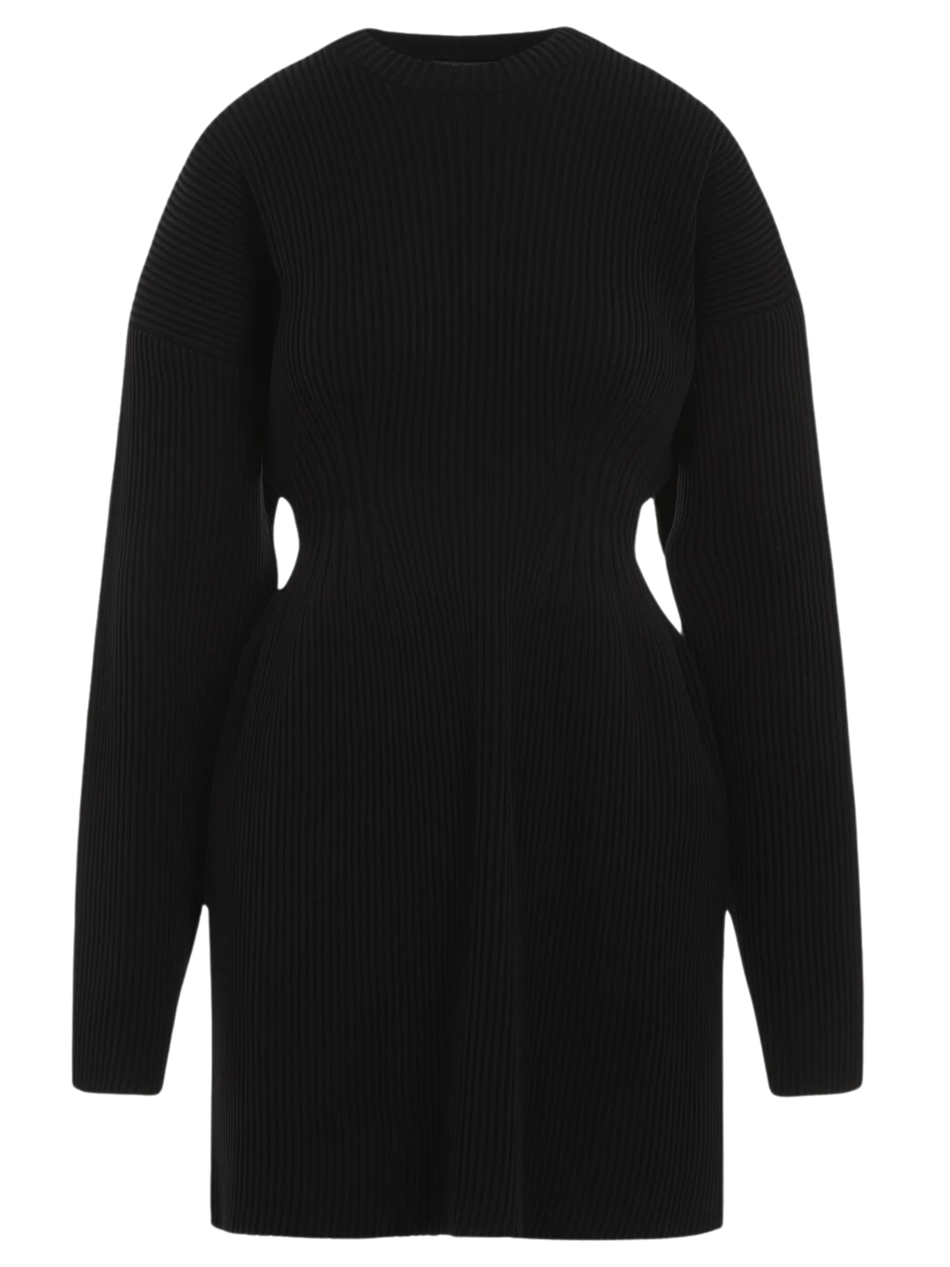 Balenciaga Hourglass Black Ribbed Midi Dress