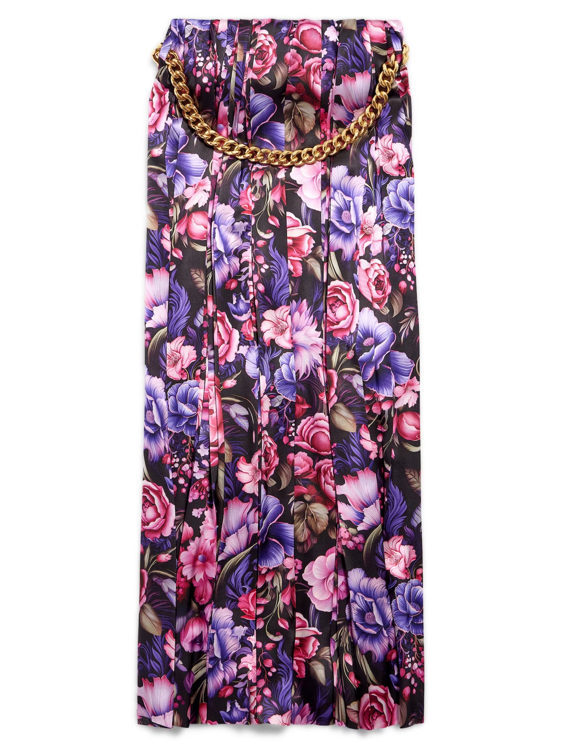 Фіолетова спідниця-плісе Balenciaga з принтом AI Purple Bouquet